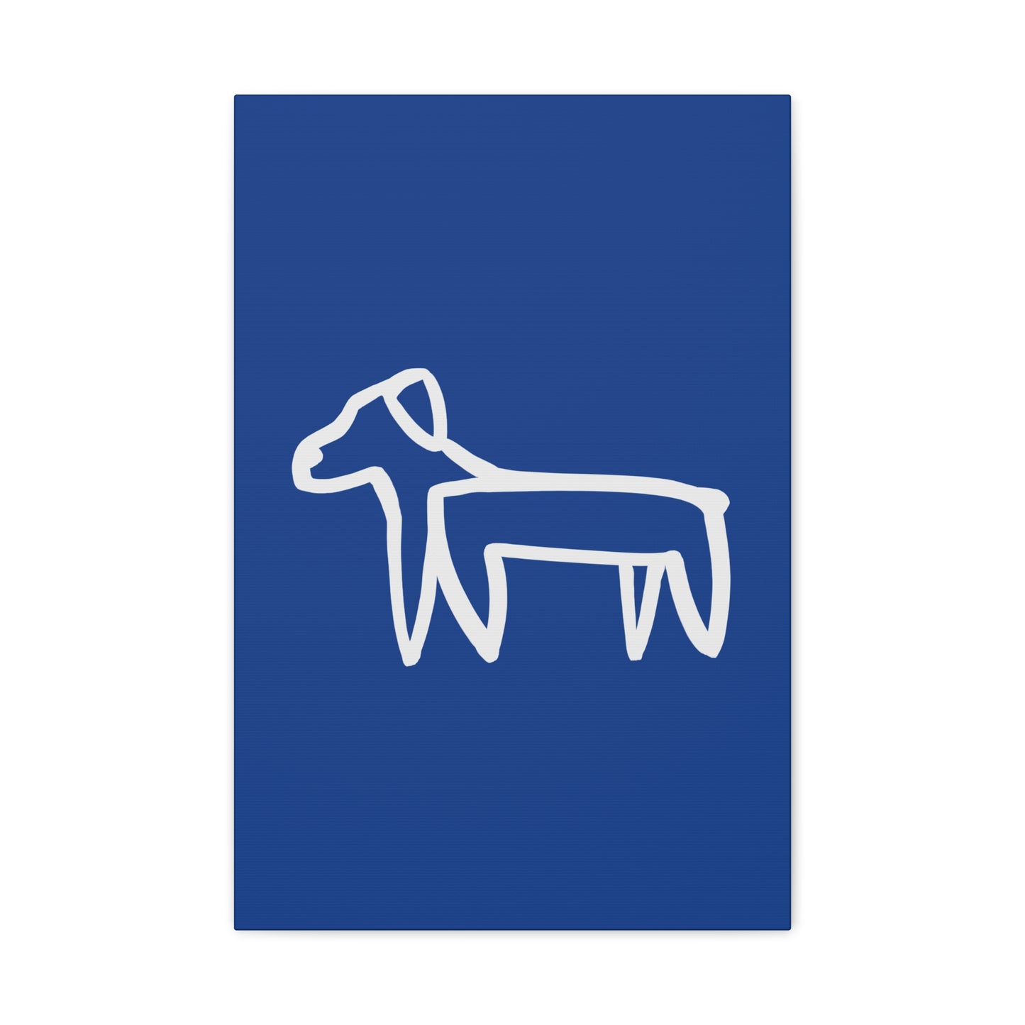 Dog Canvas Print on Blue (Transparent Style White Dog) - Dog Art Print