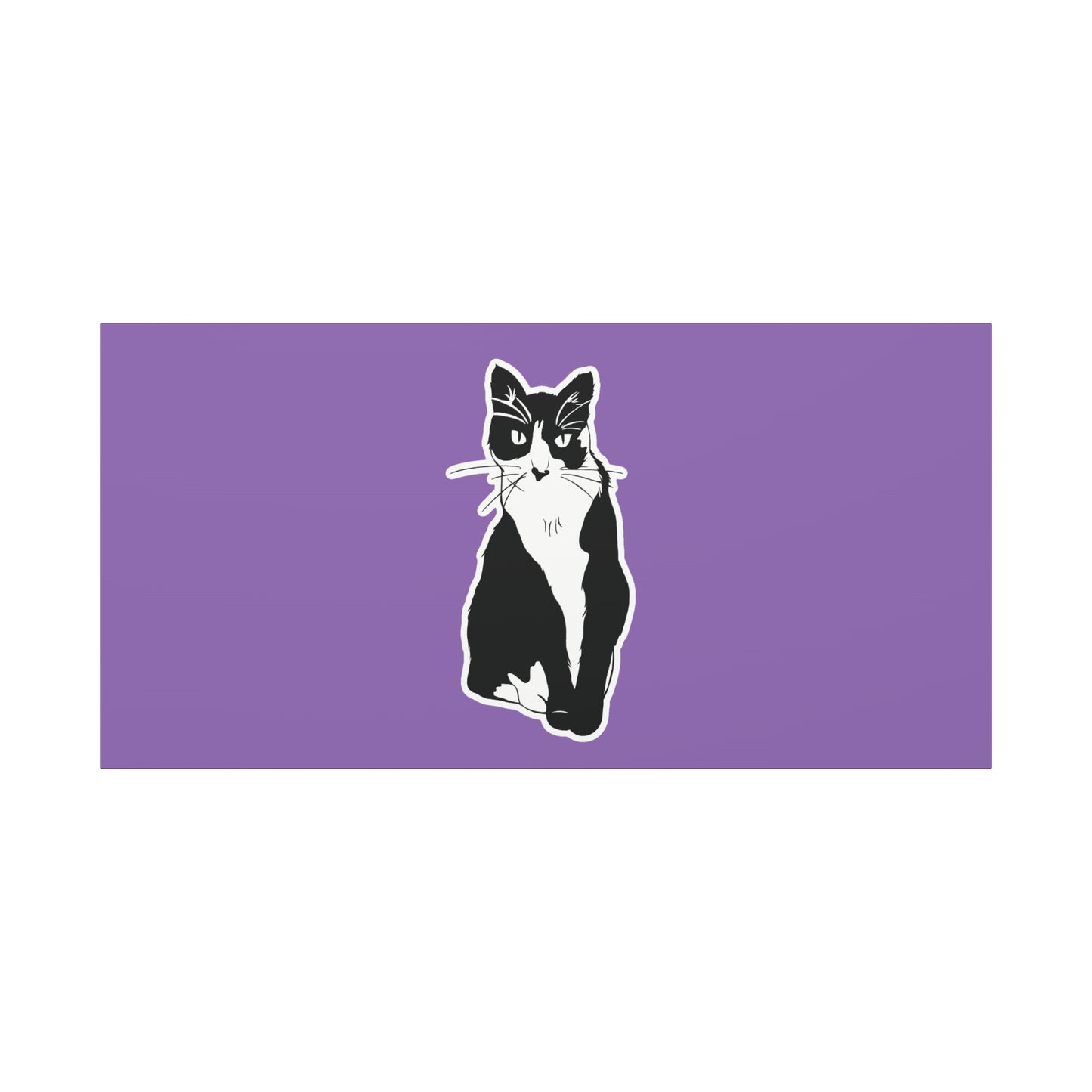 Cat Canvas on Light Purple (Sticker Style Cat) - Cat Drawing Art