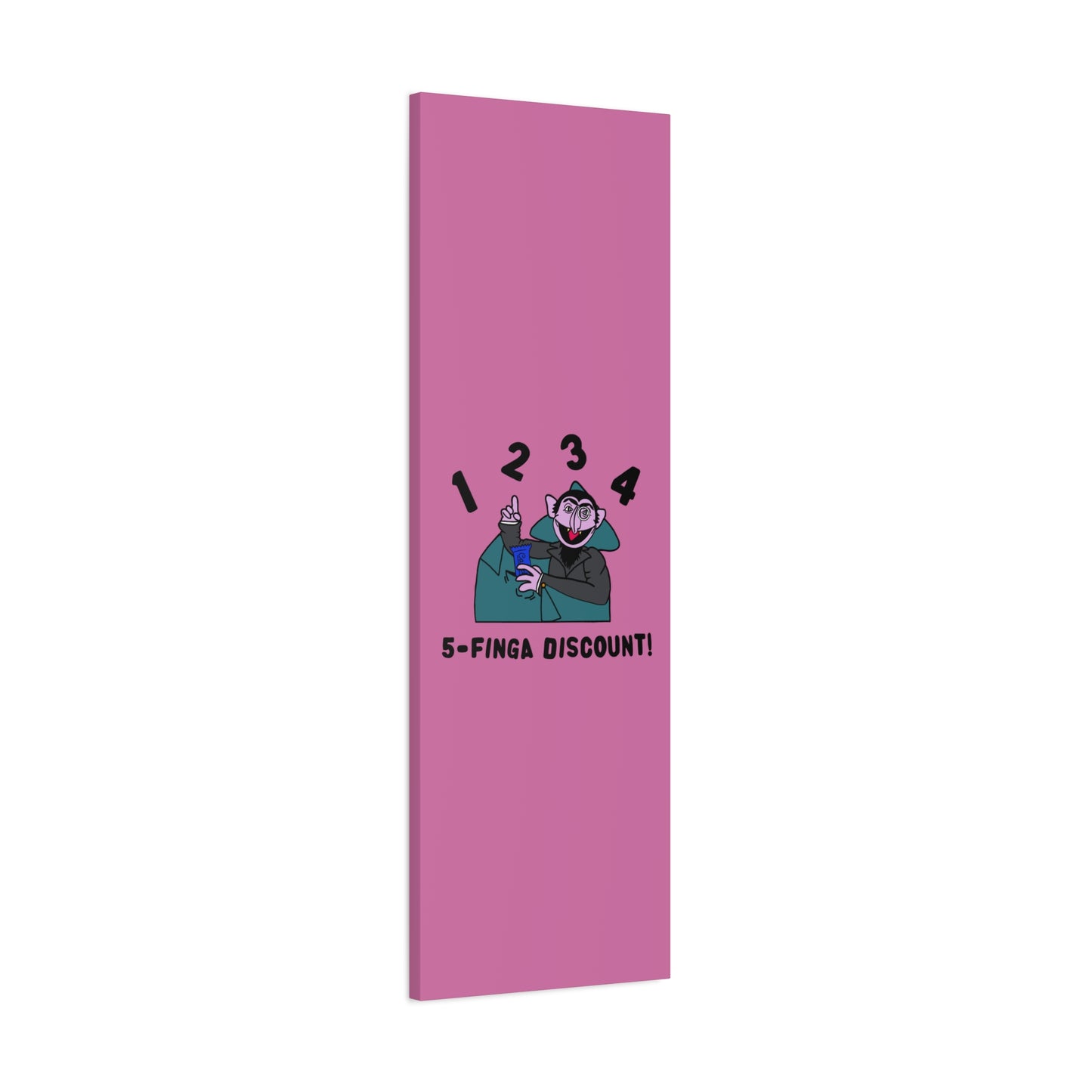 Five Finger Discount Canvas Print Light Pink - Sesame Street The Count Parody Art Print