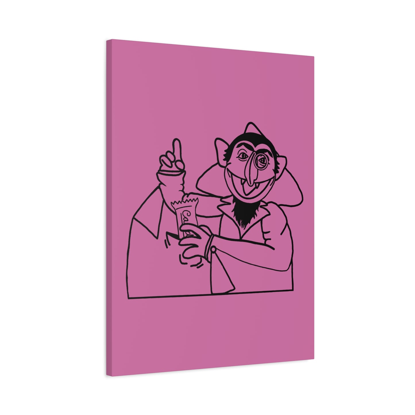 The Count Stealing Candy Outline Canvas Print Light Pink - Sesame Street The Count Parody Art