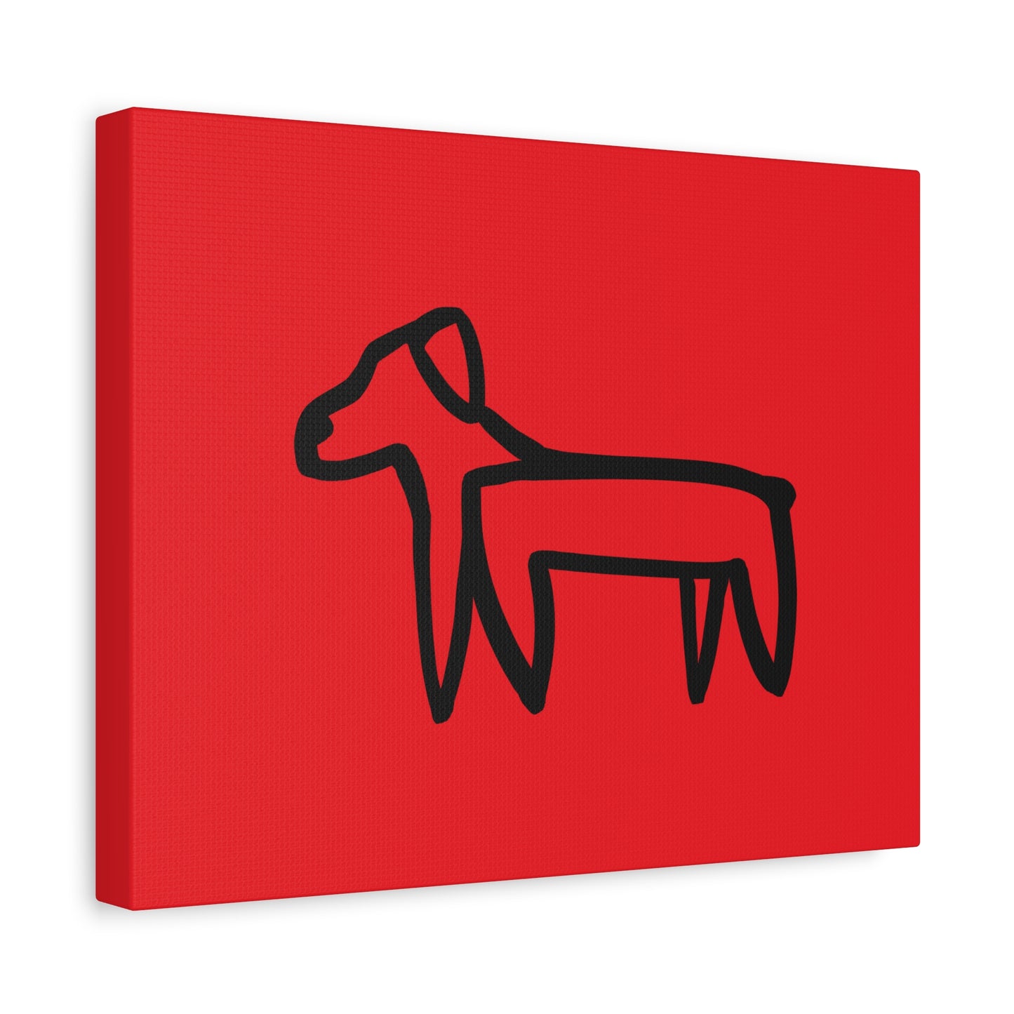 Dog Canvas Print on Red (Transparent Style Black Dog) - Dog Drawing Canvas