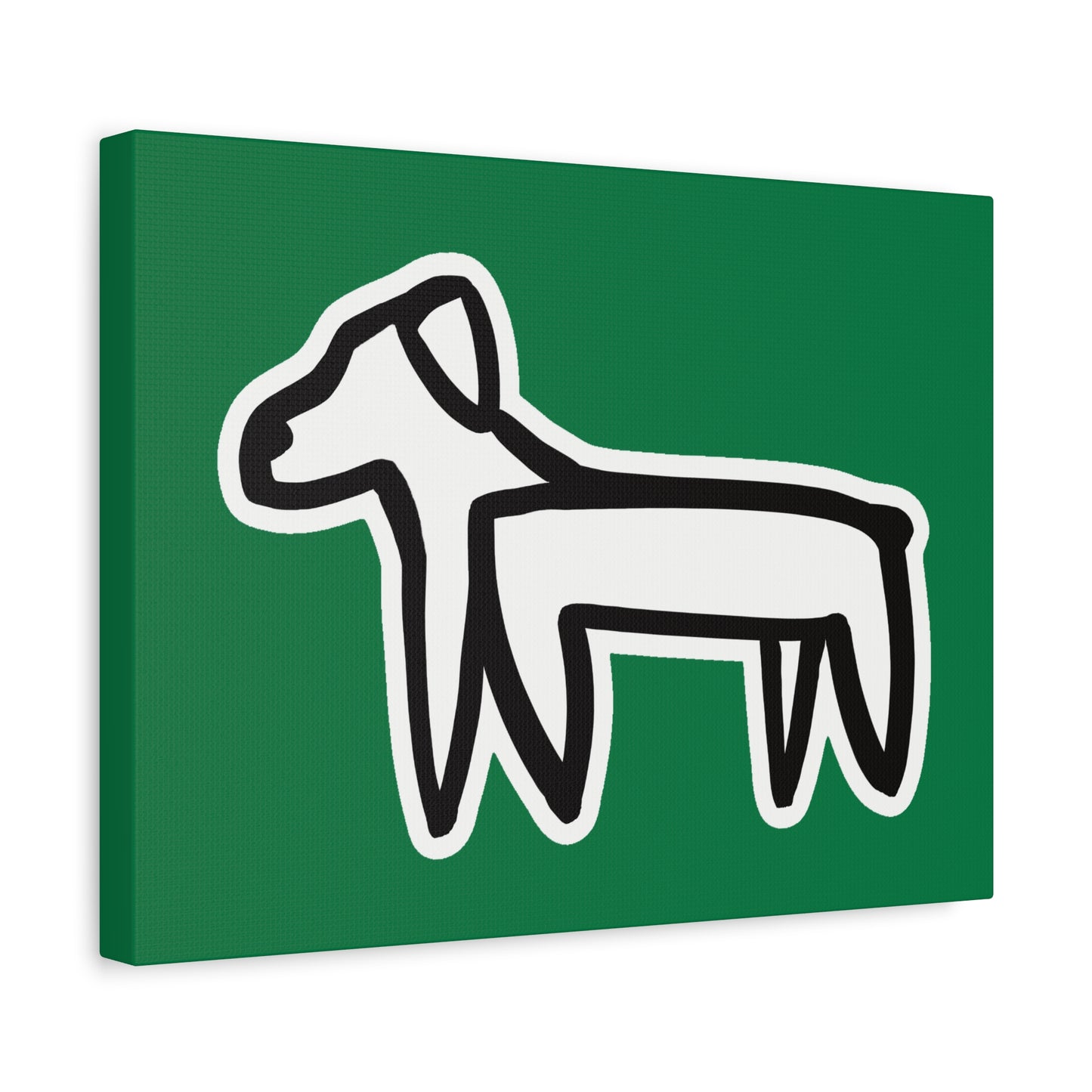 Dog Canvas Print on Green (Sticker Style White Dog) - Dog Art Print