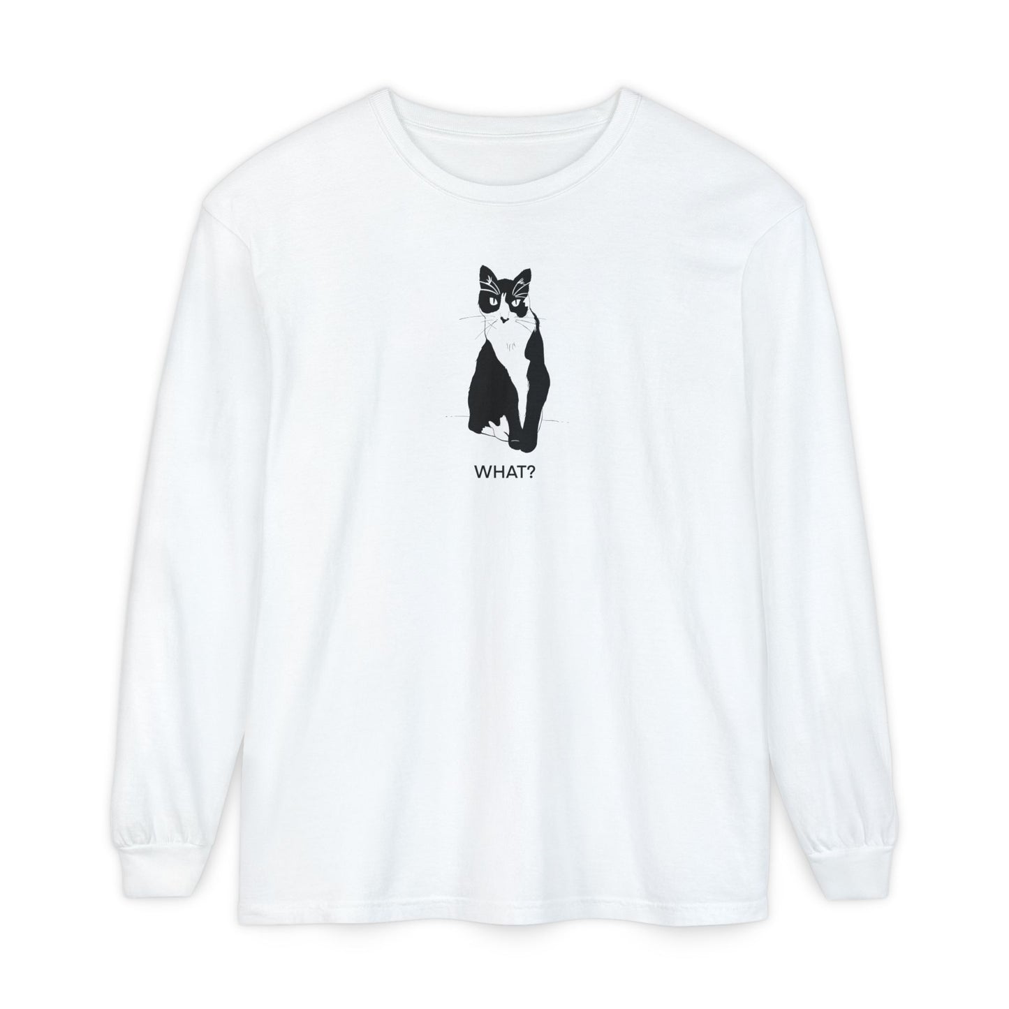 Cattitude Long Sleeve Tee (Transparent Style Cat) - Cat What Shirt