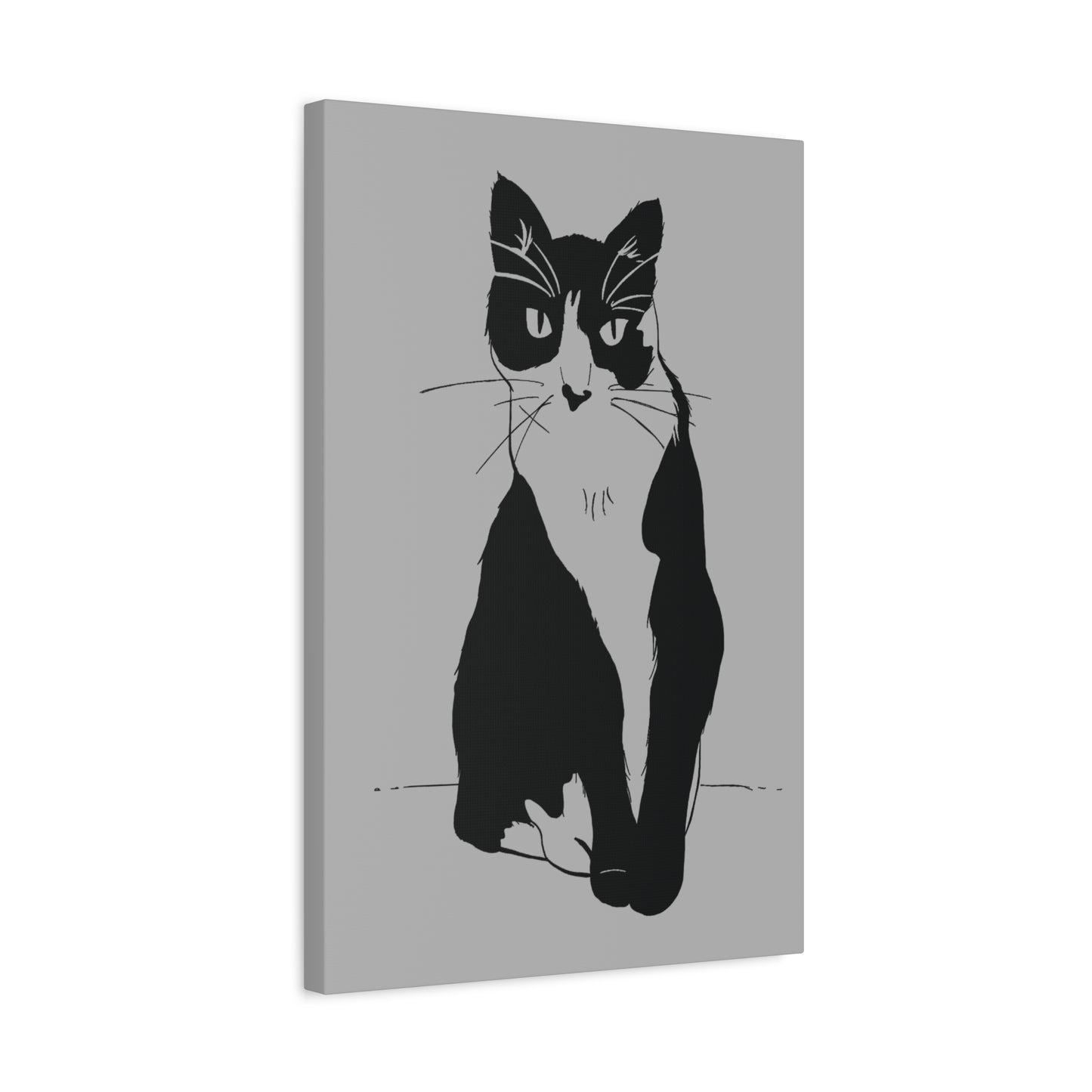 Cat Canvas Print on Grey (Transparent Style Cat) - Cat Drawing Art