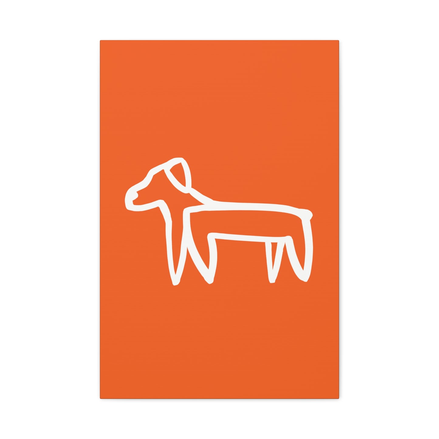 Dog Canvas Print on Orange (Transparent Style White Dog) - Dog Art Print