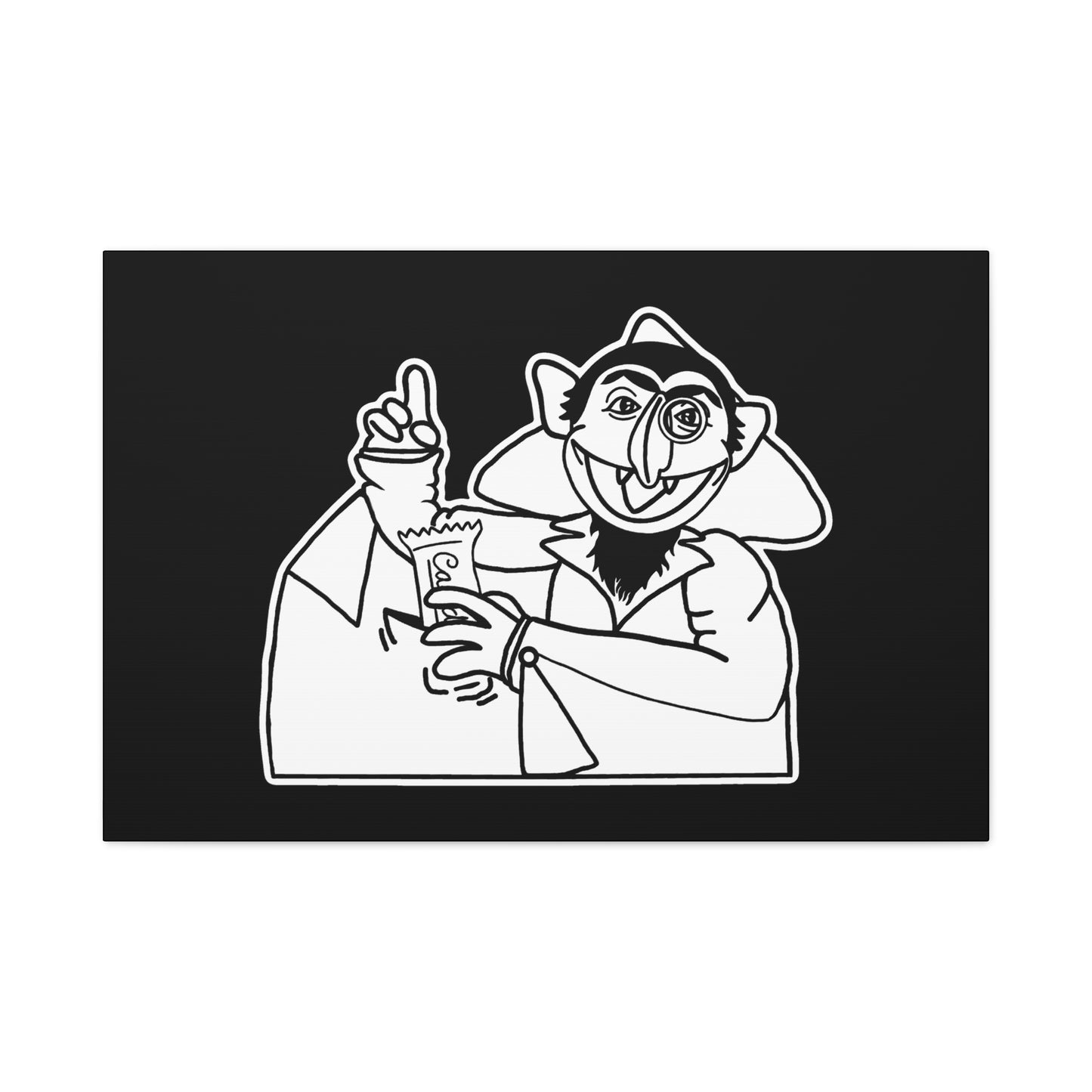The Count Stealing Candy Outline Canvas Print Black - Sesame Street The Count Parody Canvas Art