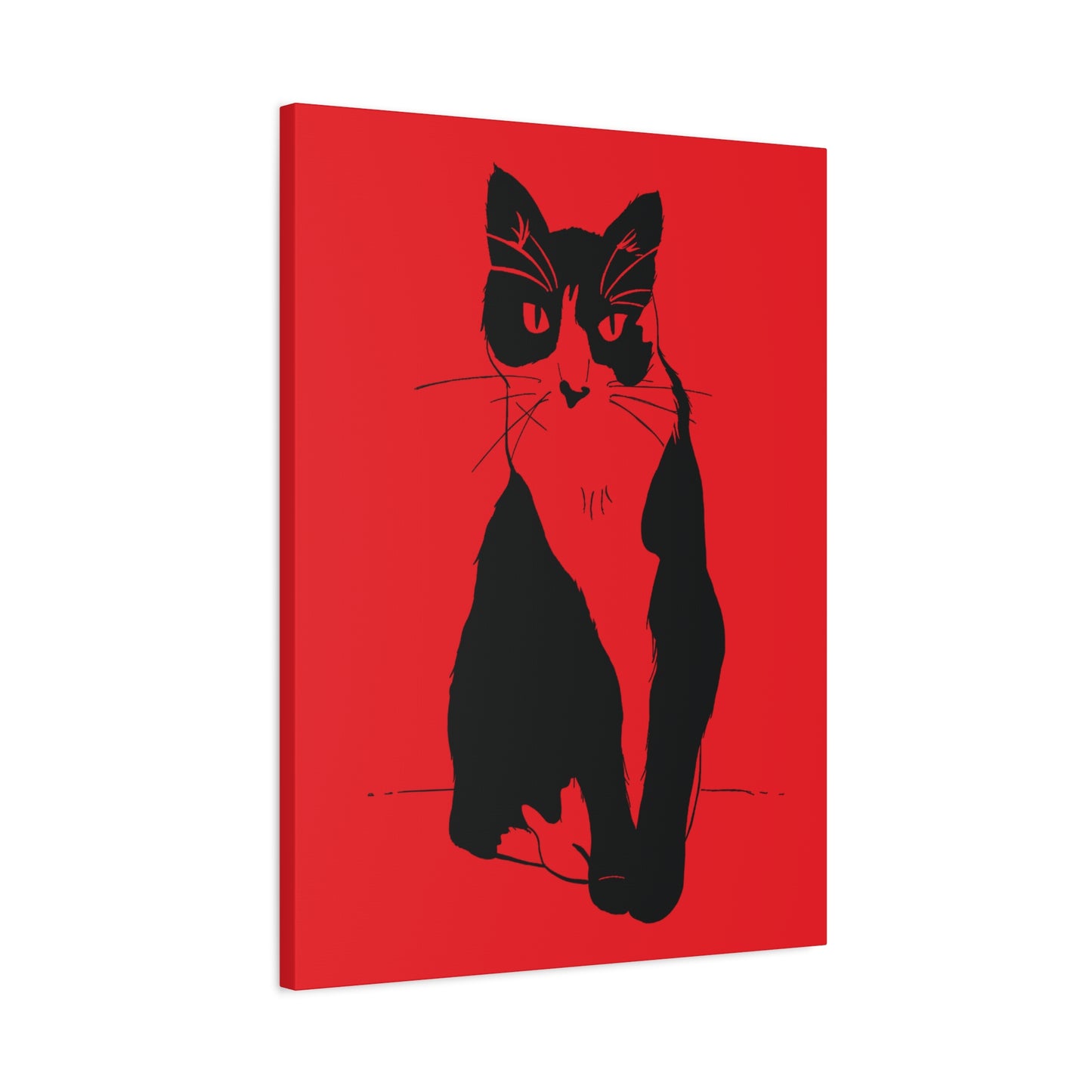 Cat Canvas Print on Red (Transparent Style Cat) - Cat Drawing Art