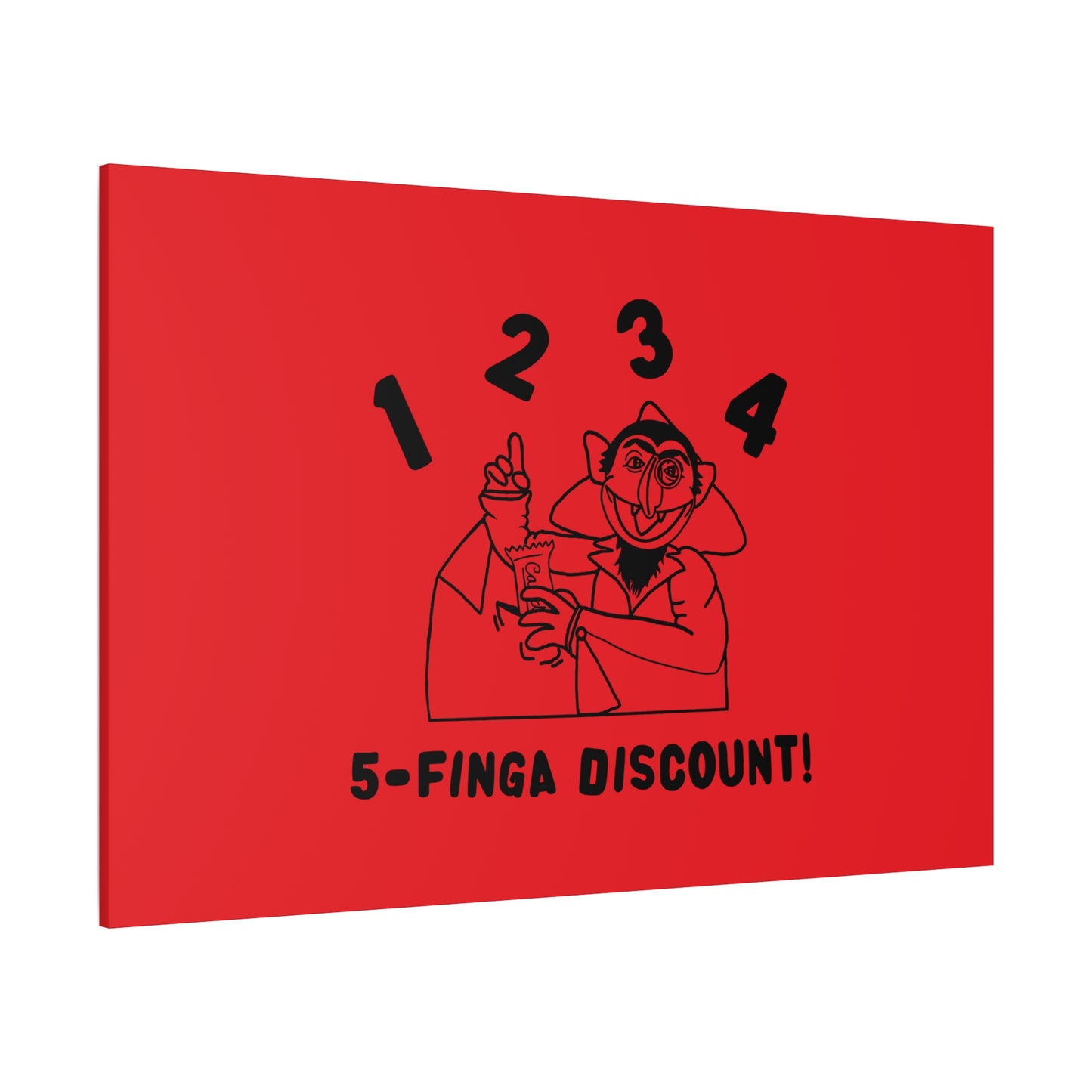 Five Finger Discount Outline Canvas Print Red - Sesame Street The Count Parody Art Print