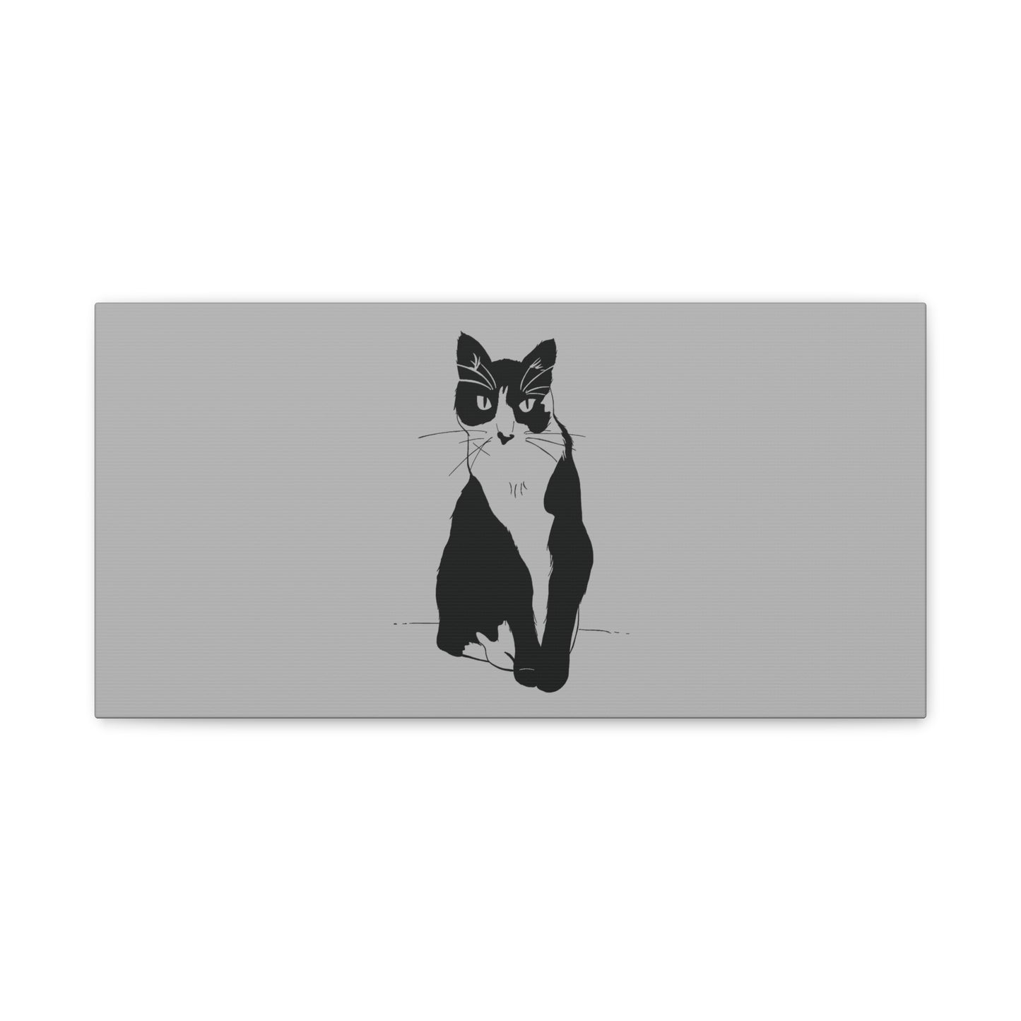 Cat Canvas Print on Grey (Transparent Style Cat) - Cat Drawing Art