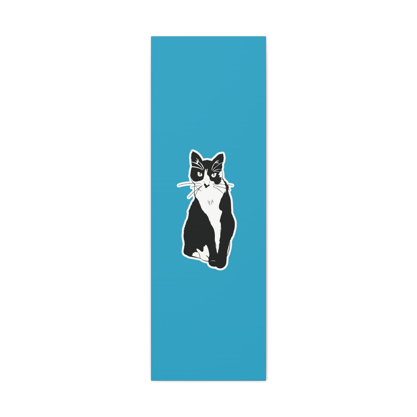 Cat Canvas Print on Turquoise (Sticker Style Cat) - Cat Drawing Art