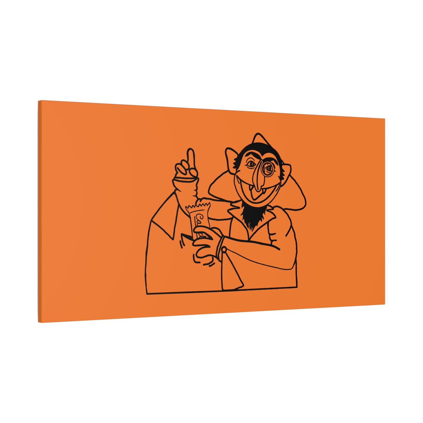 The Count Stealing Candy Outline Canvas Print Light Orange - Sesame Street The Count Parody Art