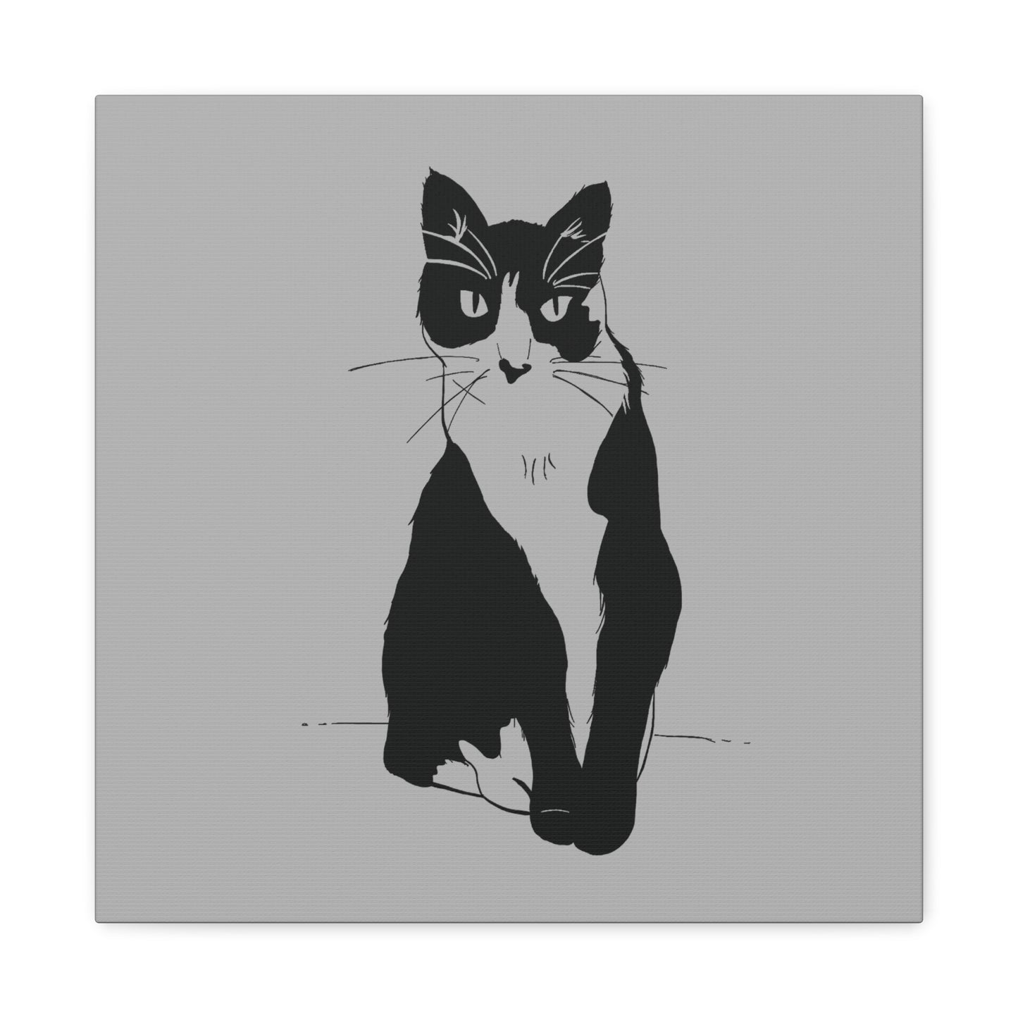 Cat Canvas Print on Grey (Transparent Style Cat) - Cat Drawing Art