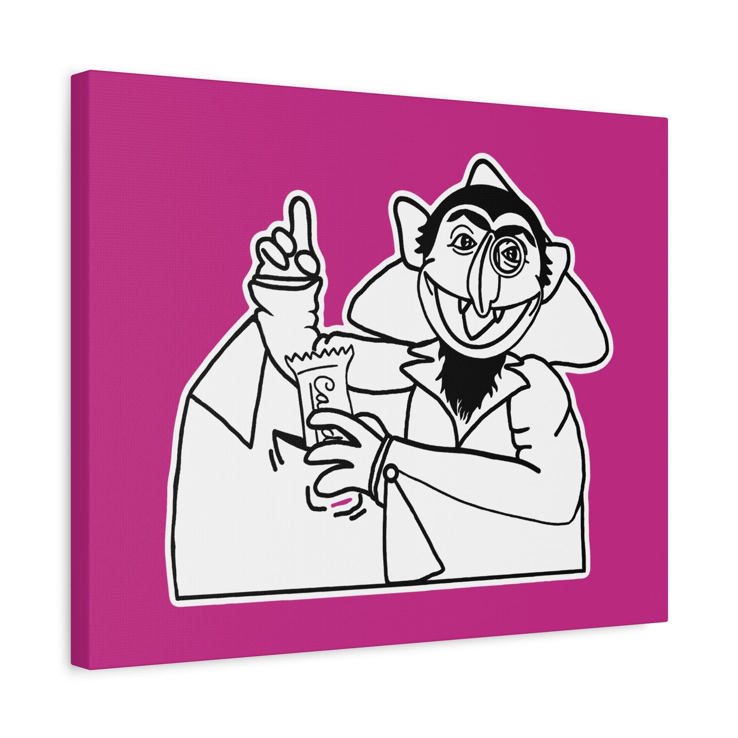 The Count Stealing Candy Outline Canvas Print Pink - Sesame Street The Count Parody Art