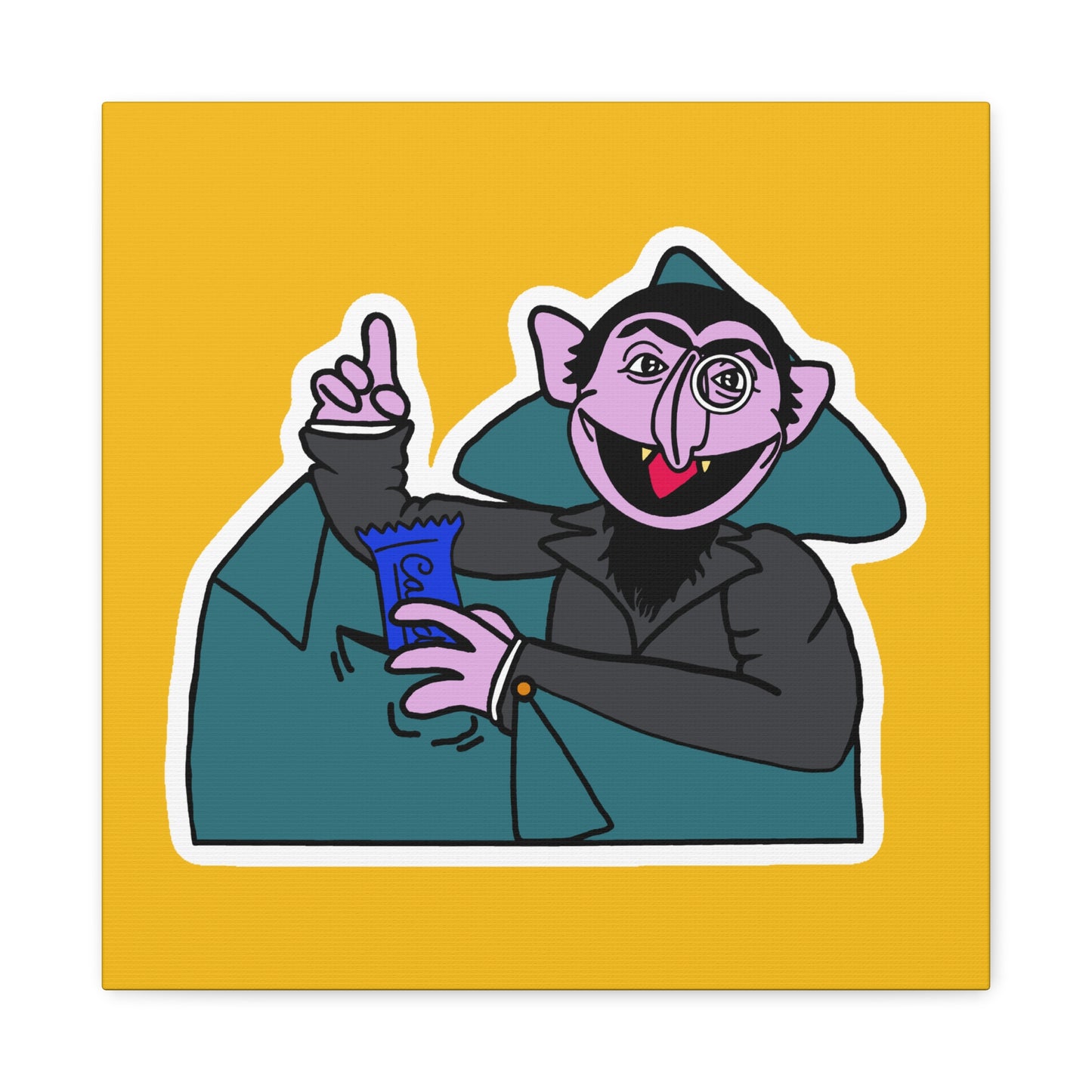 The Count Stealing Candy Canvas Print Yellow - Sesame Street The Count Parody Art