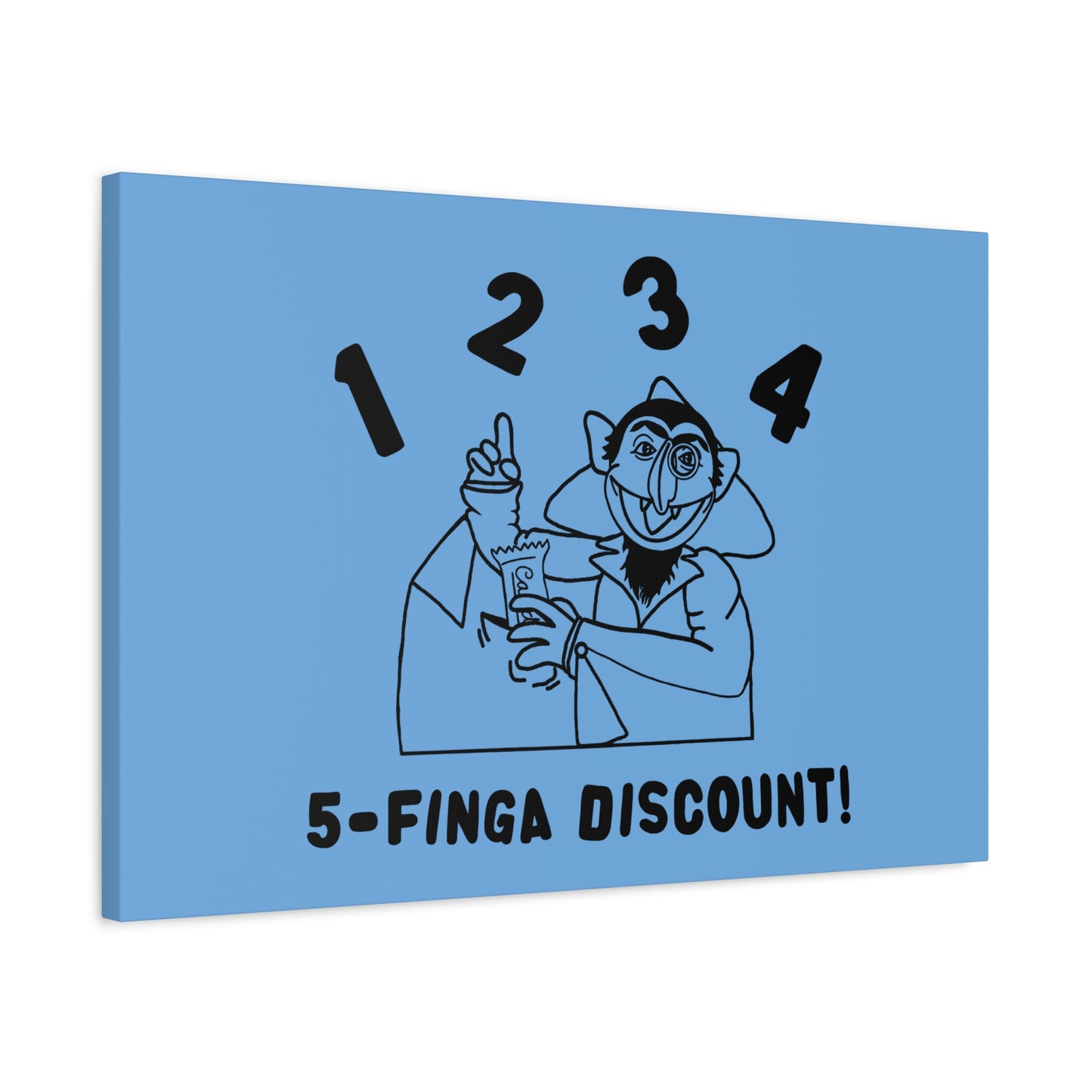 Five Finger Discount Outline Canvas Print Light Blue - Sesame Street The Count Parody Art Print