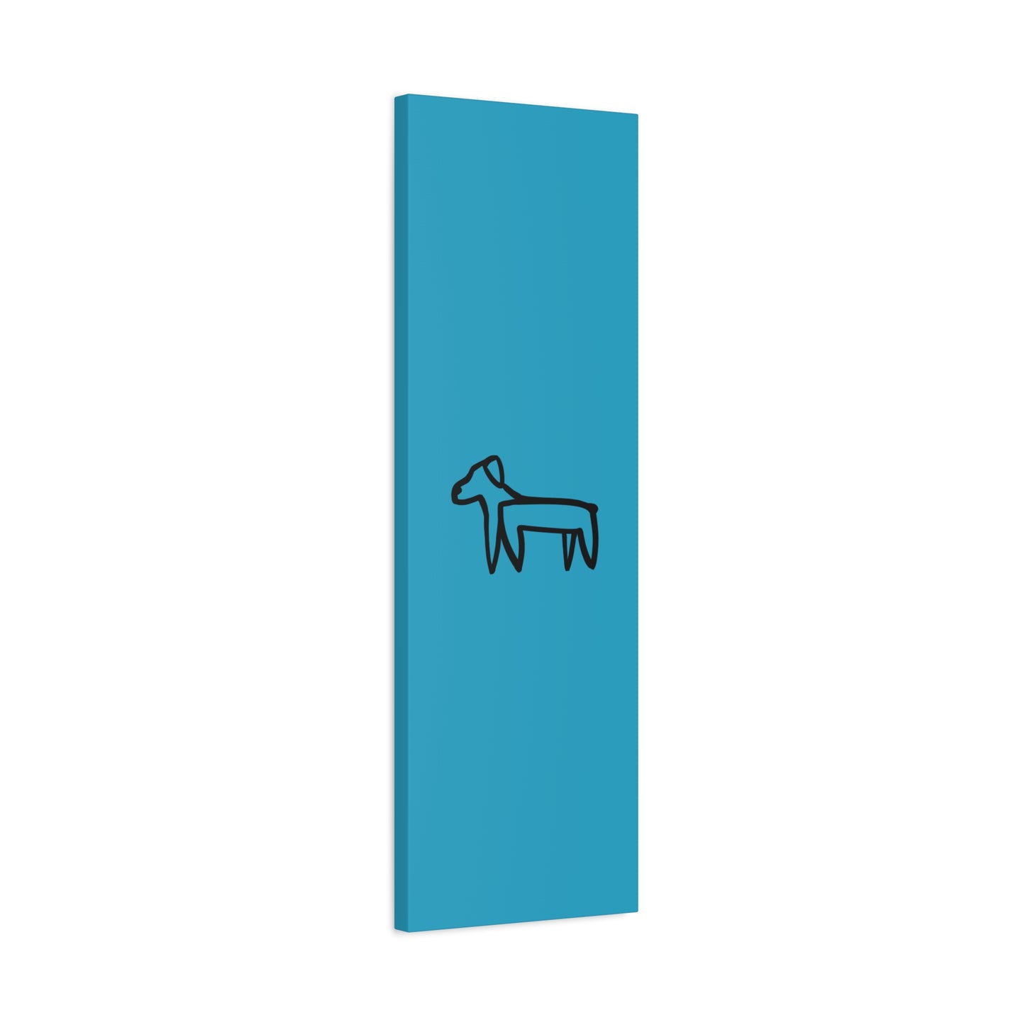 Dog Canvas Print on Turquoise (Transparent Style Black Dog) - Dog Drawing Canvas