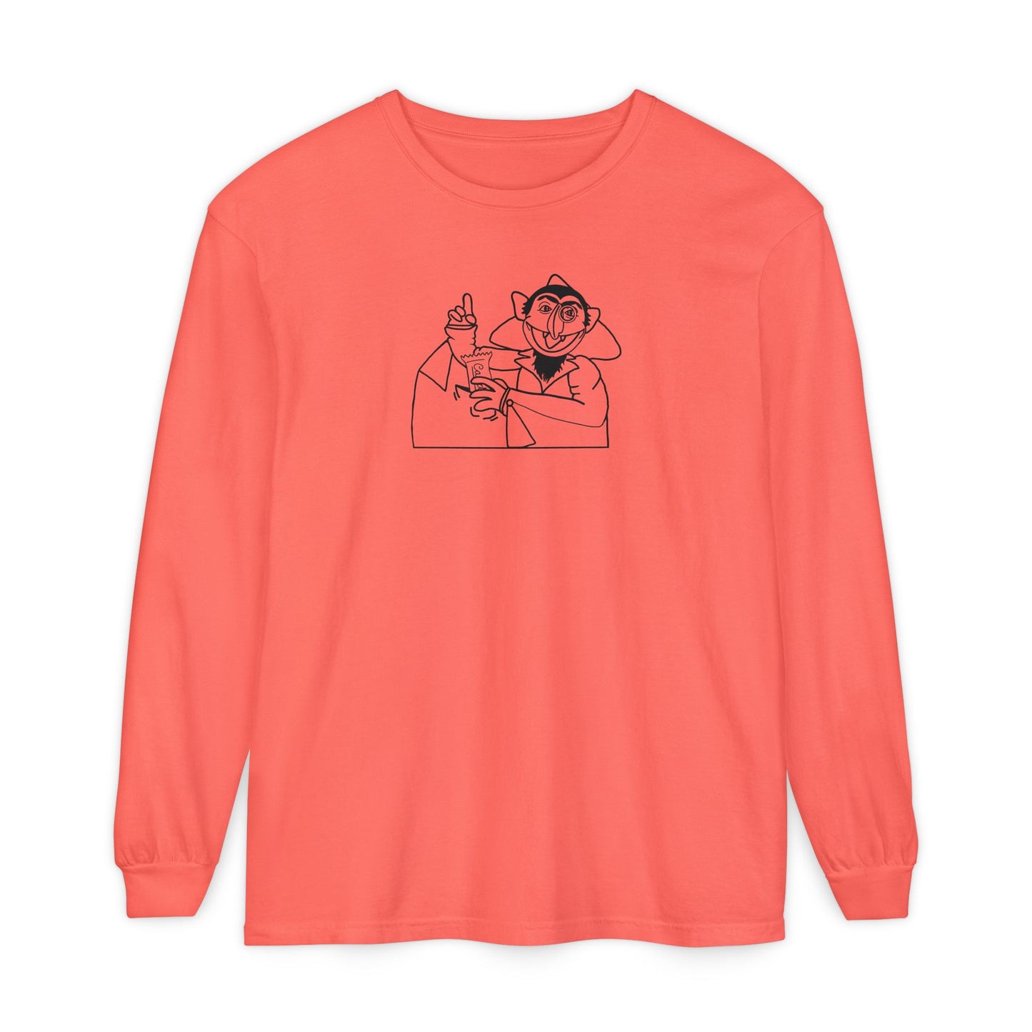 The Count Stealing Candy Outline Long Sleeve Tee - Sesame Street The Count Parody Shirt