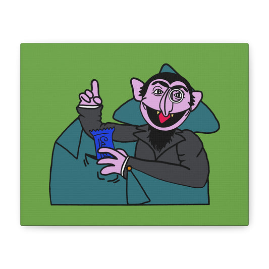 The Count Stealing Candy Canvas Print Green - Sesame Street The Count Parody Art
