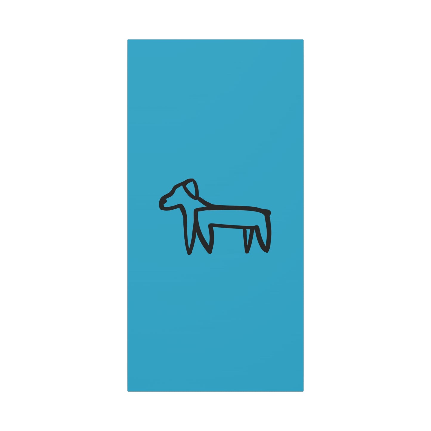 Dog Canvas Print on Turquoise (Transparent Style Black Dog) - Dog Drawing Canvas