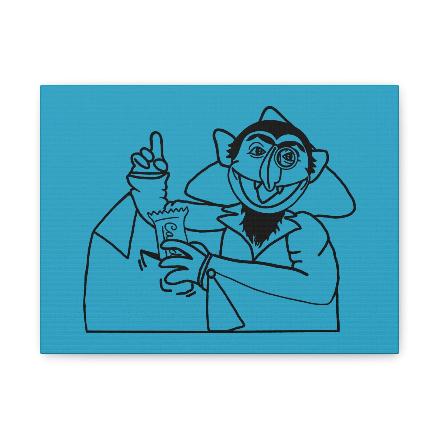The Count Stealing Candy Outline Canvas Print Turquoise - Sesame Street The Count Art Print