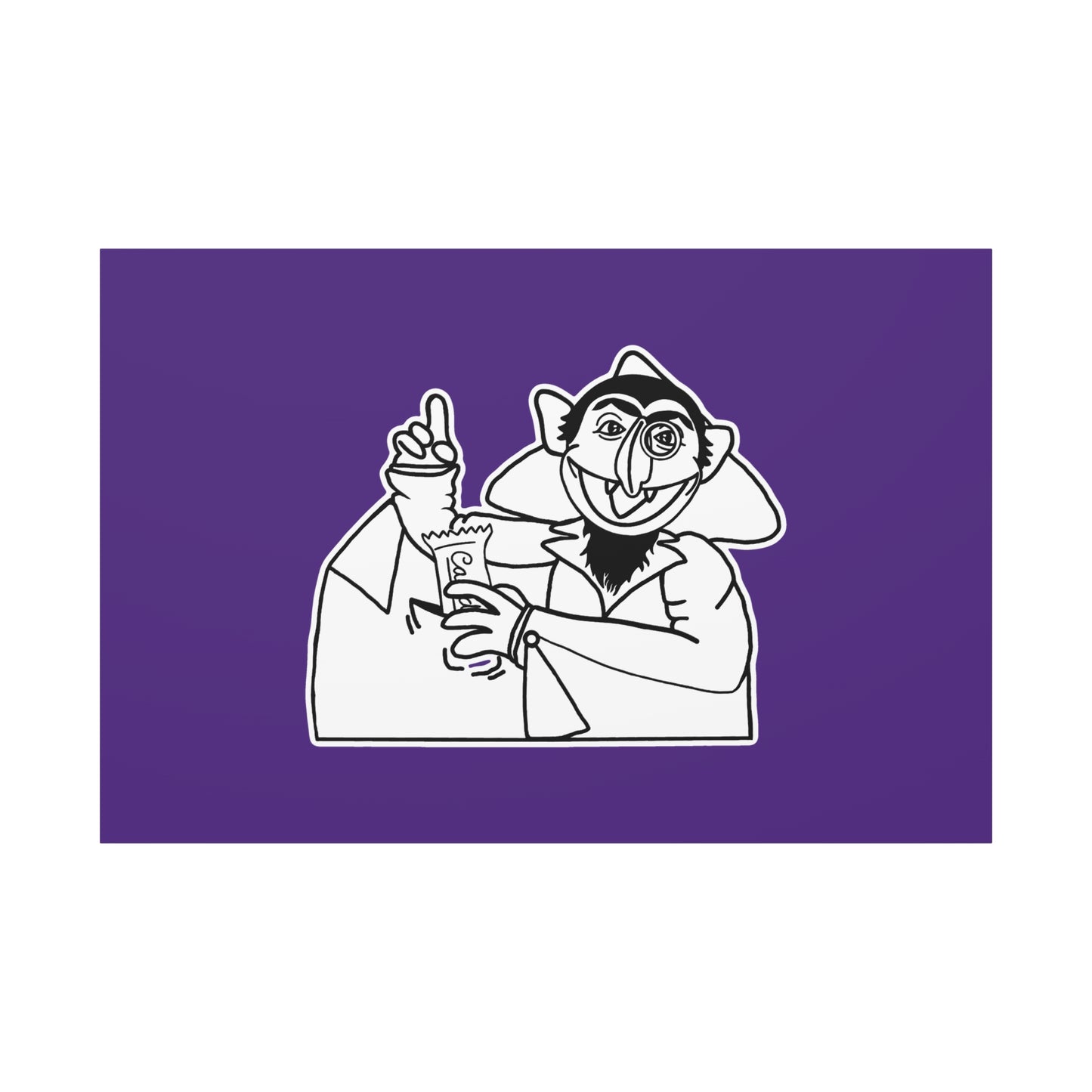 The Count Stealing Candy Outline Canvas Print Purple - Sesame Street The Count Parody Art