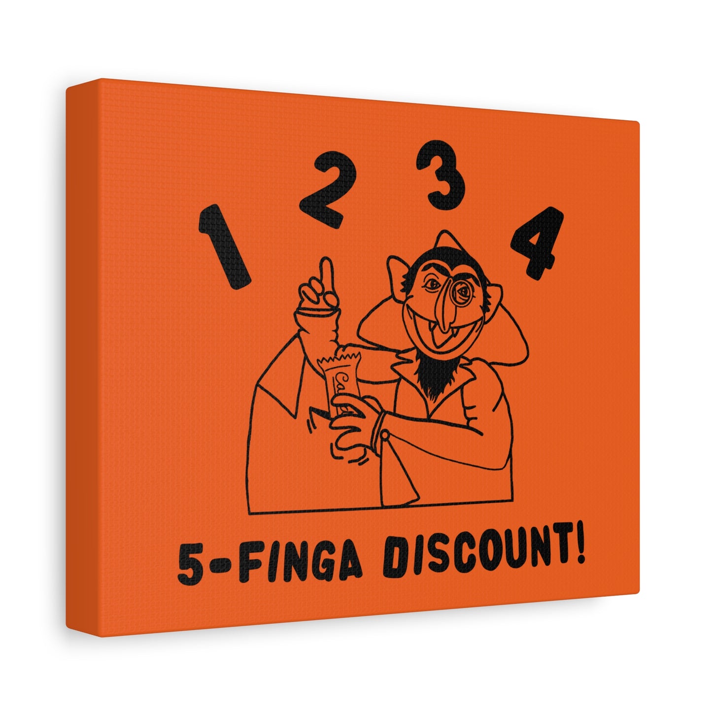 Five Finger Discount Outline Canvas Print Orange - Sesame Street The Count Parody Art Print