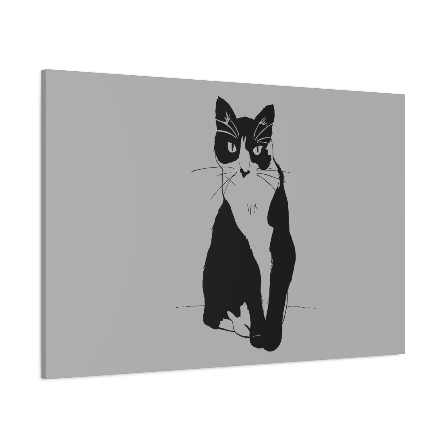 Cat Canvas Print on Grey (Transparent Style Cat) - Cat Drawing Art