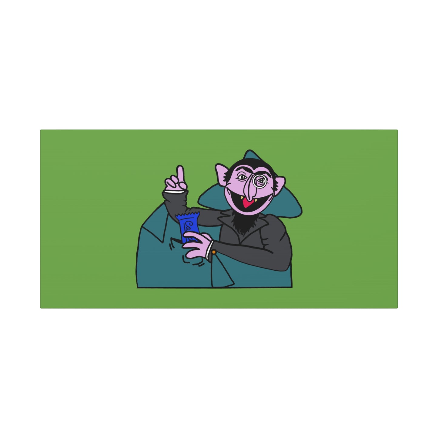 The Count Stealing Candy Canvas Print Green - Sesame Street The Count Parody Art