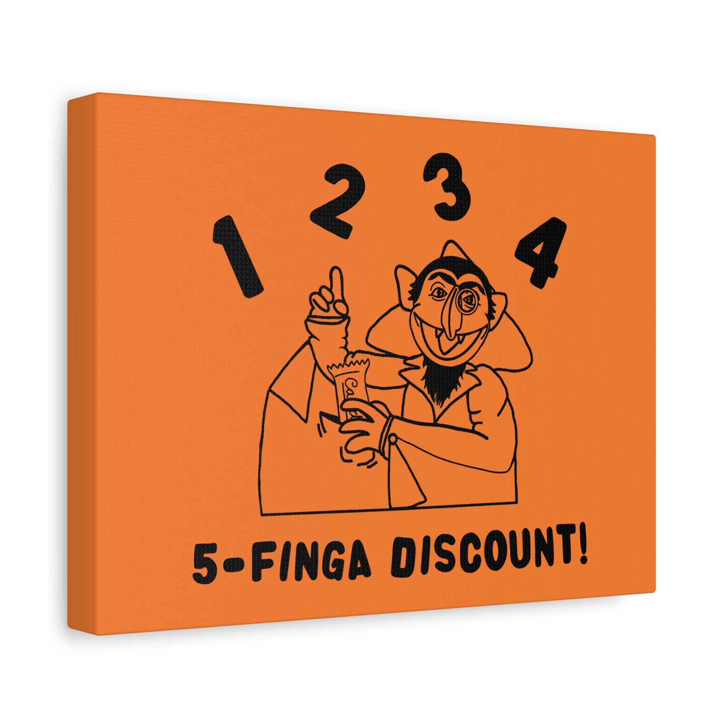 Five Finger Discount Outline Canvas Print Light Orange - Sesame Street The Count Parody Art Print