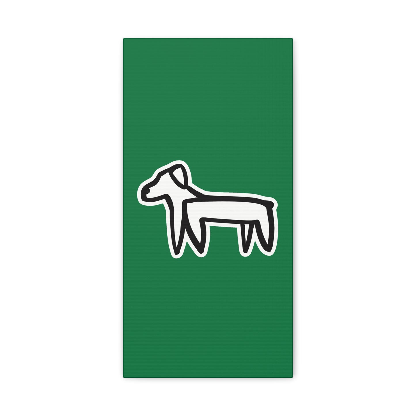 Dog Canvas Print on Green (Sticker Style White Dog) - Dog Art Print