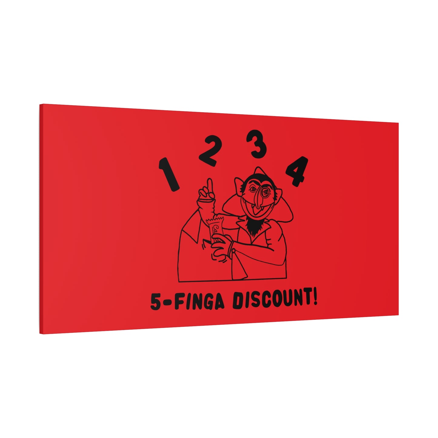 Five Finger Discount Outline Canvas Print Red - Sesame Street The Count Parody Art Print
