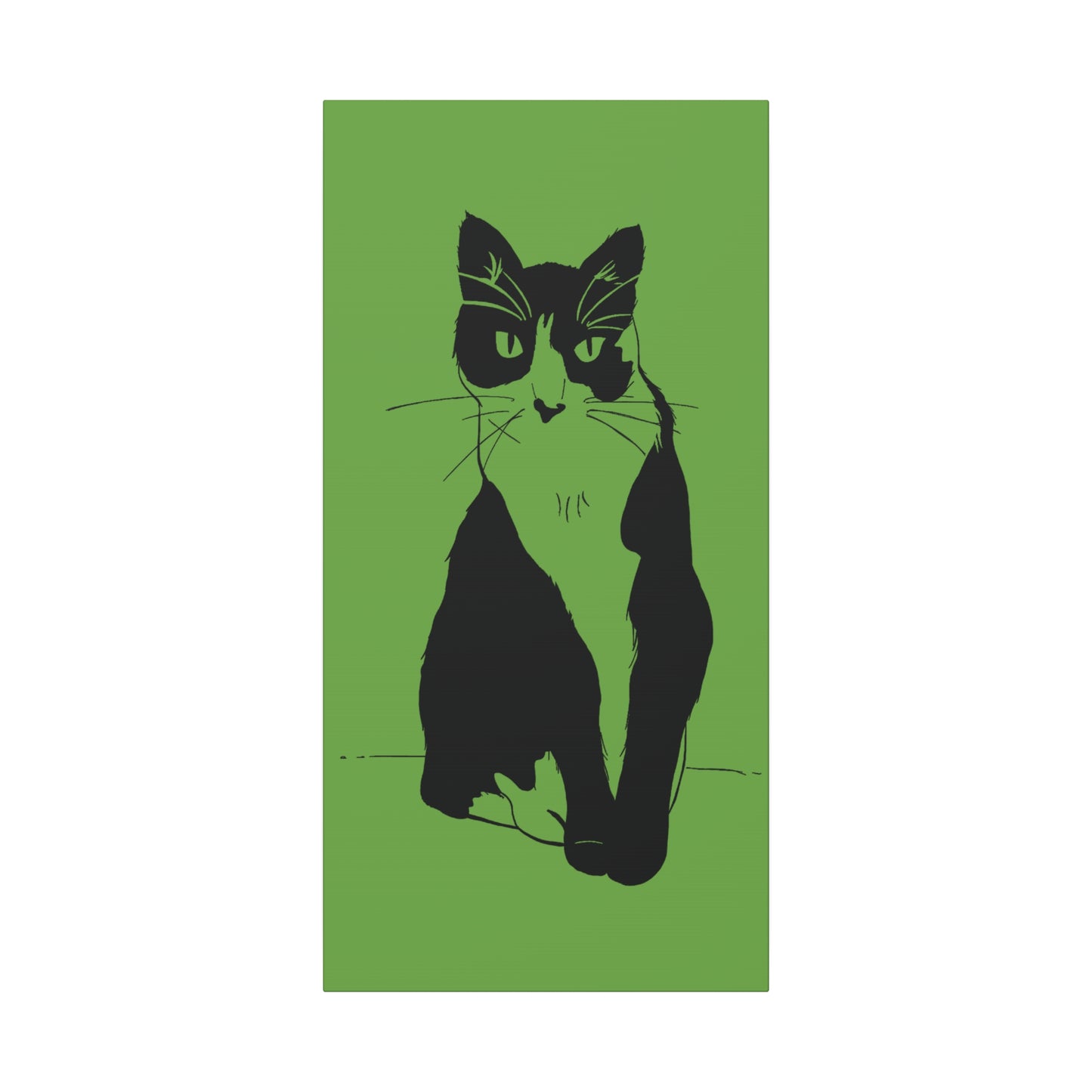 Cat Canvas Print on Green (Transparent Style Cat) - Cat Drawing Art