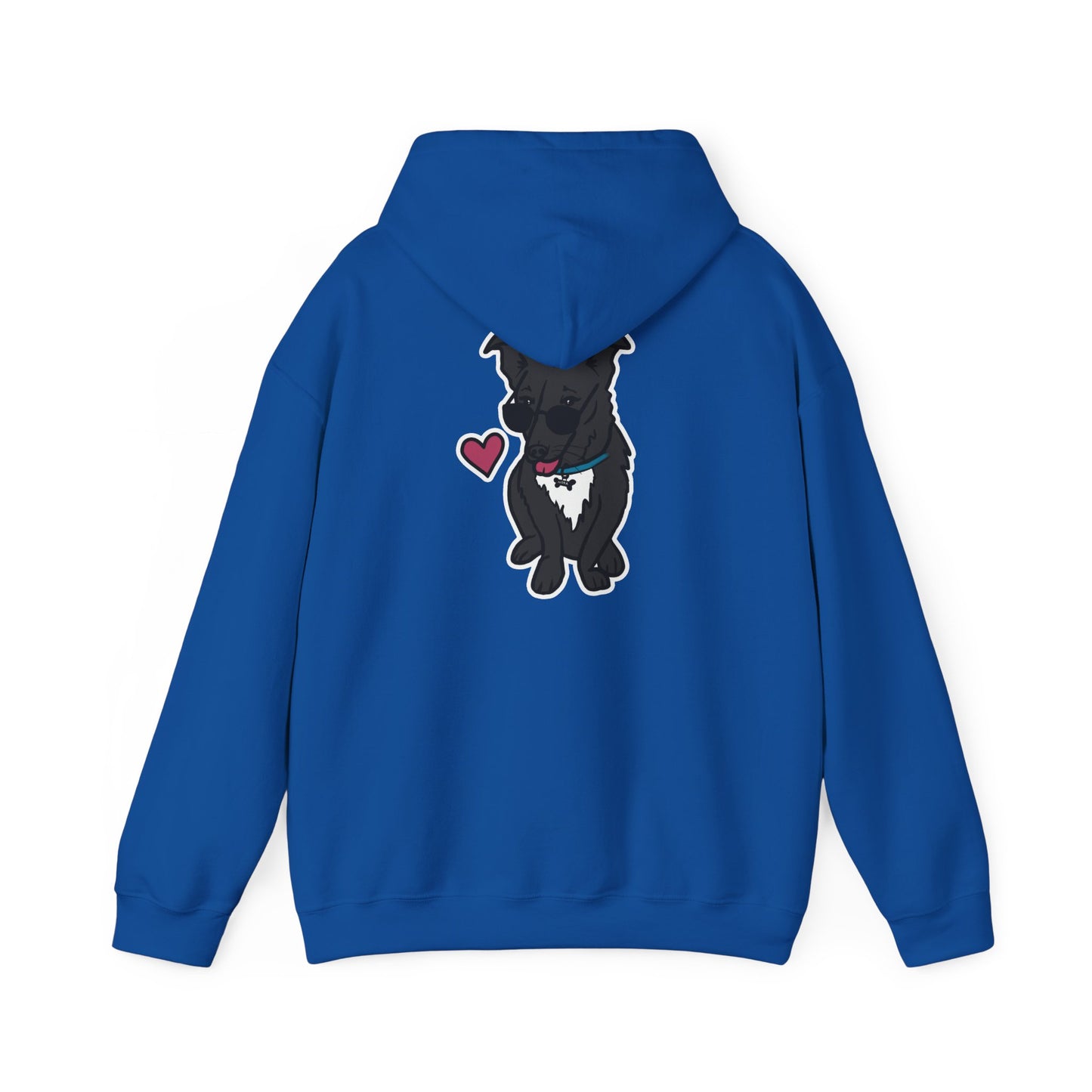 Nora the Dog Heart Hoodie Back Design (Sticker Style Nora) - Nora Hooded Sweatshirt
