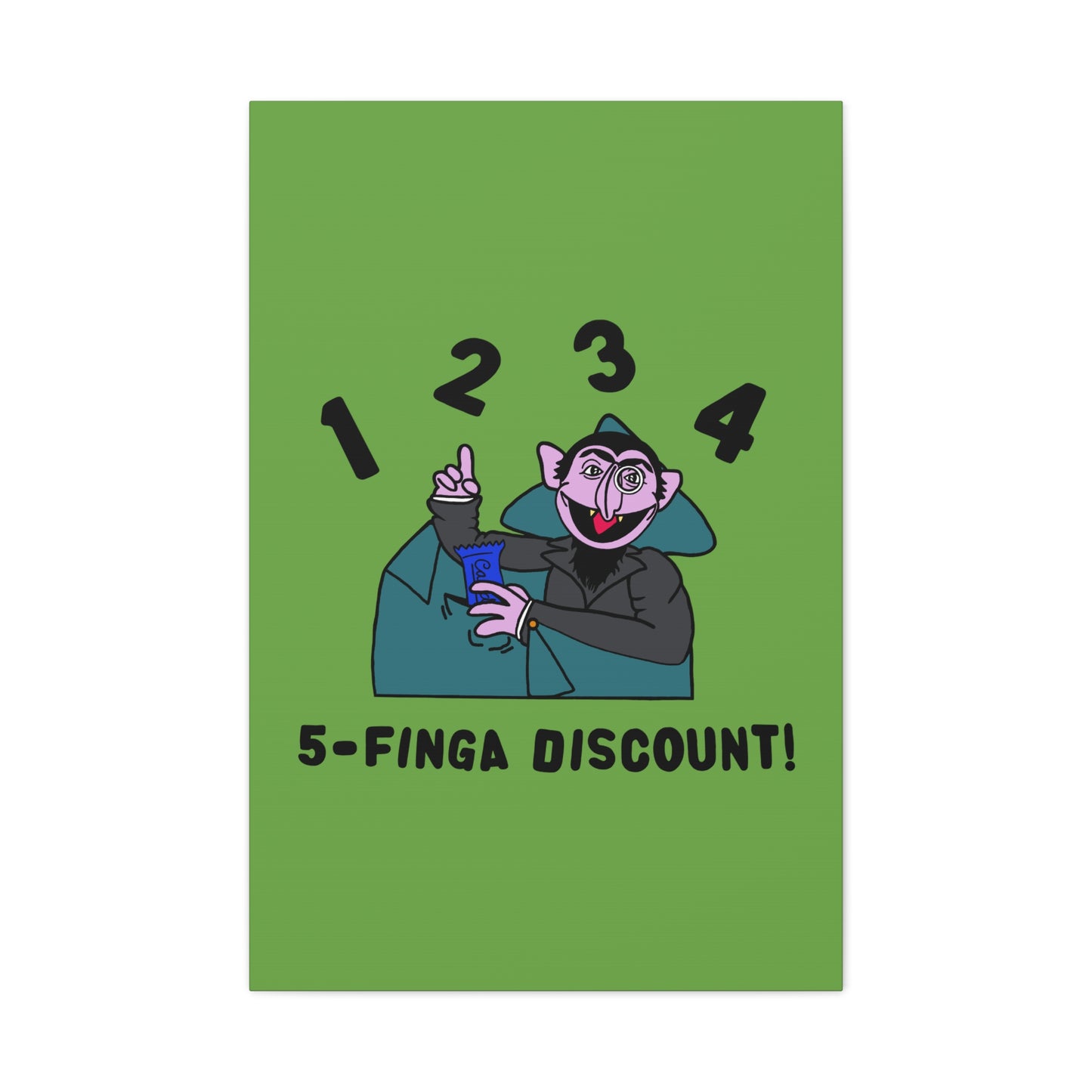 Five Finger Discount Canvas Print Green - Sesame Street The Count Parody Art Print