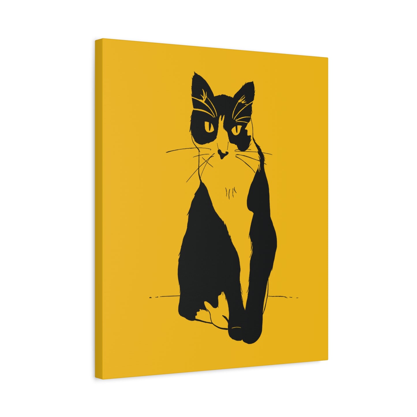 Cat Canvas Print on Yellow (Transparent Style Cat) - Cat Drawing Art
