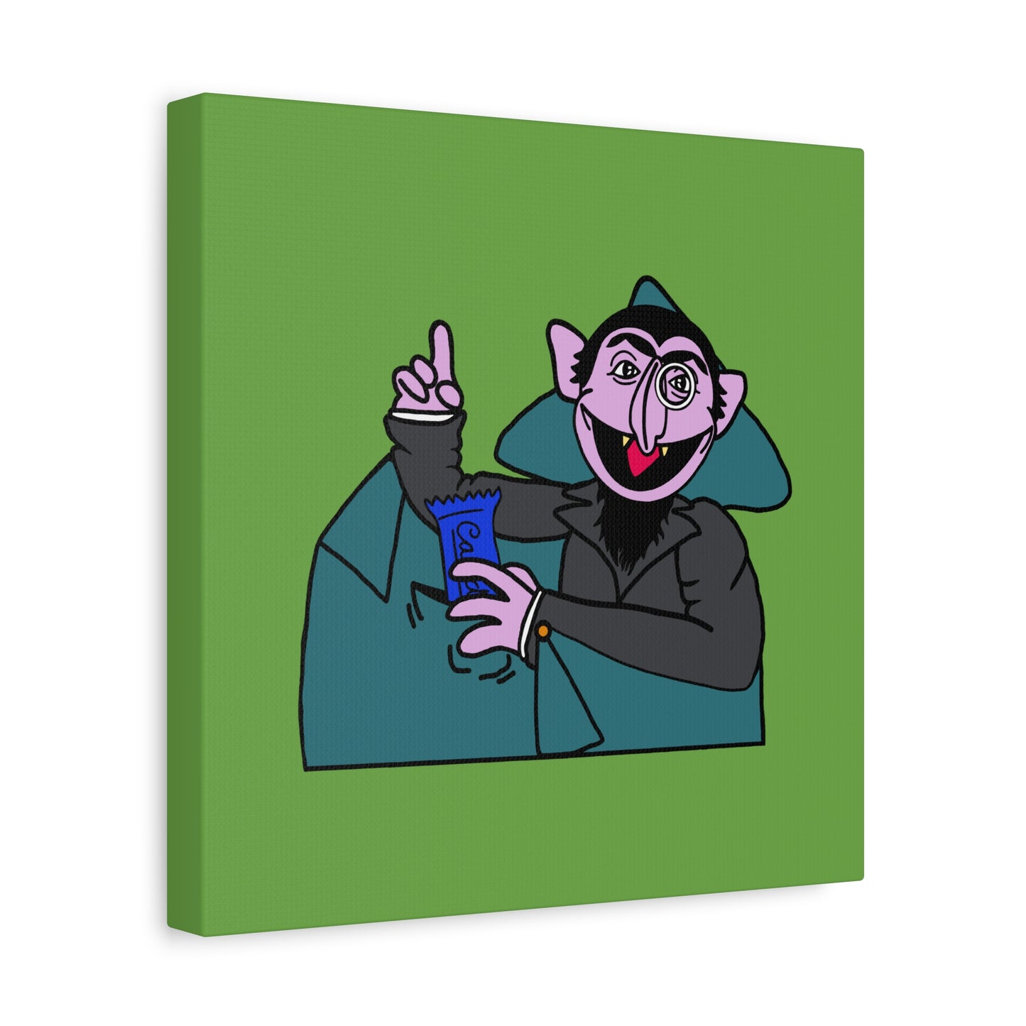 The Count Stealing Candy Canvas Print Green - Sesame Street The Count Parody Art