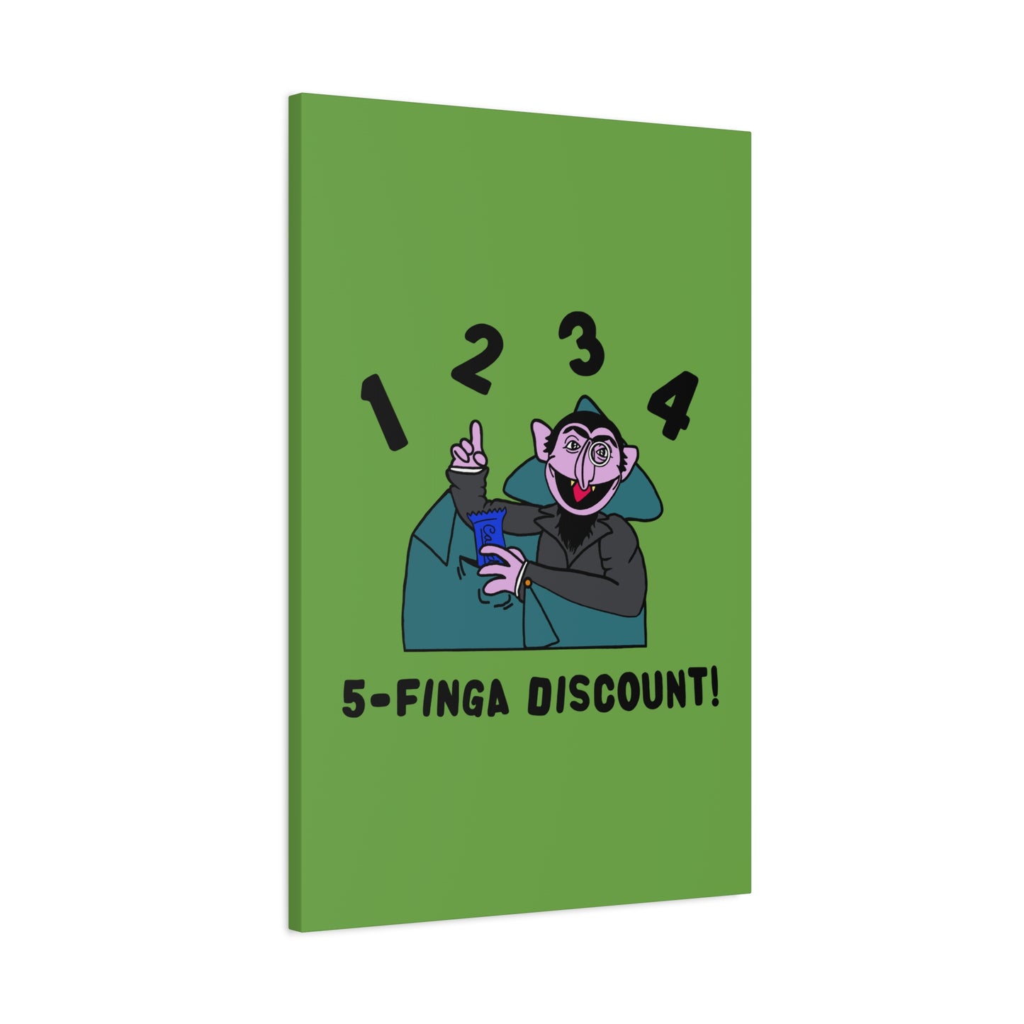 Five Finger Discount Canvas Print Green - Sesame Street The Count Parody Art Print