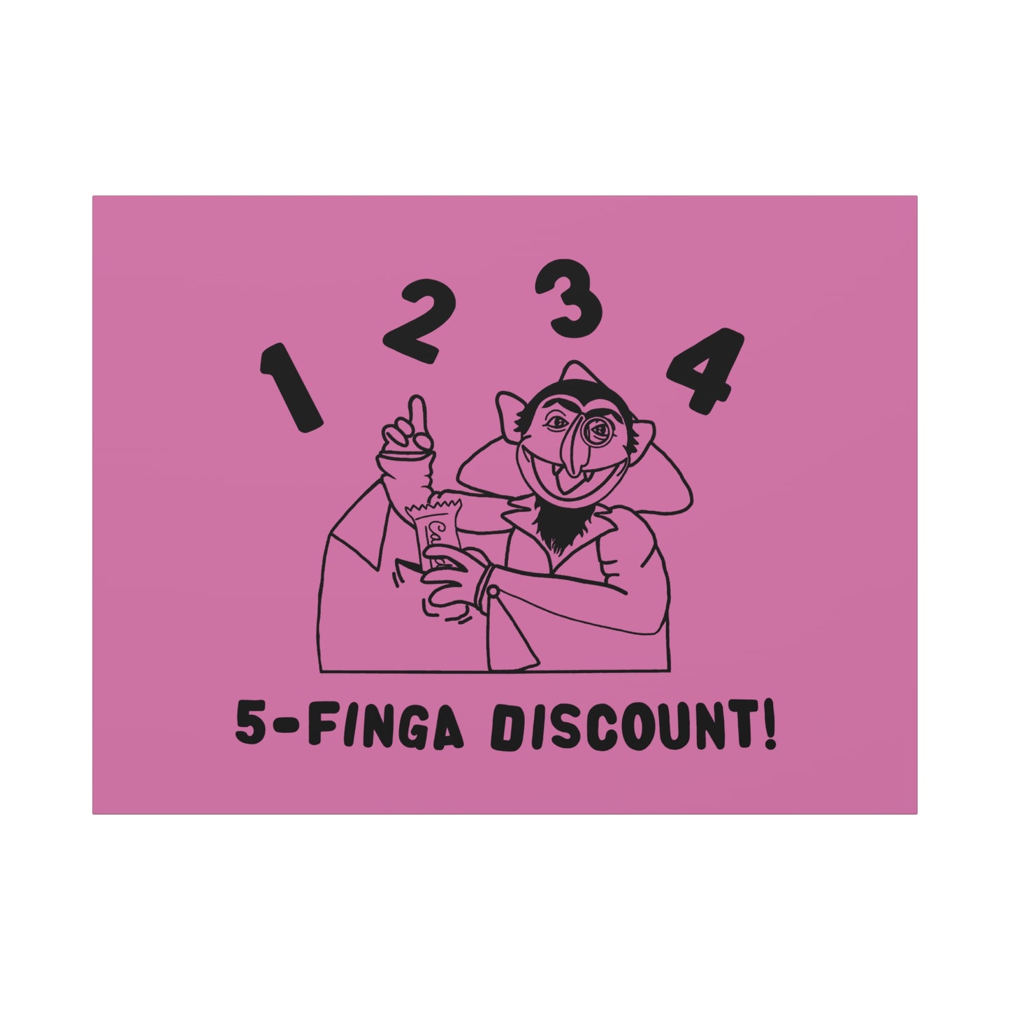 Five Finger Discount Outline Canvas Print Light Pink - Sesame Street The Count Parody Art Print