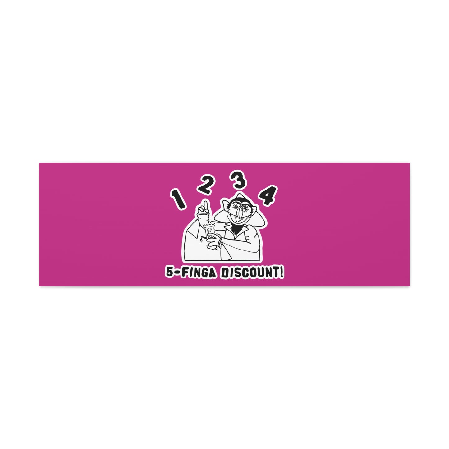 Five Finger Discount Outline Canvas Print Pink - Sesame Street The Count Parody Art Print