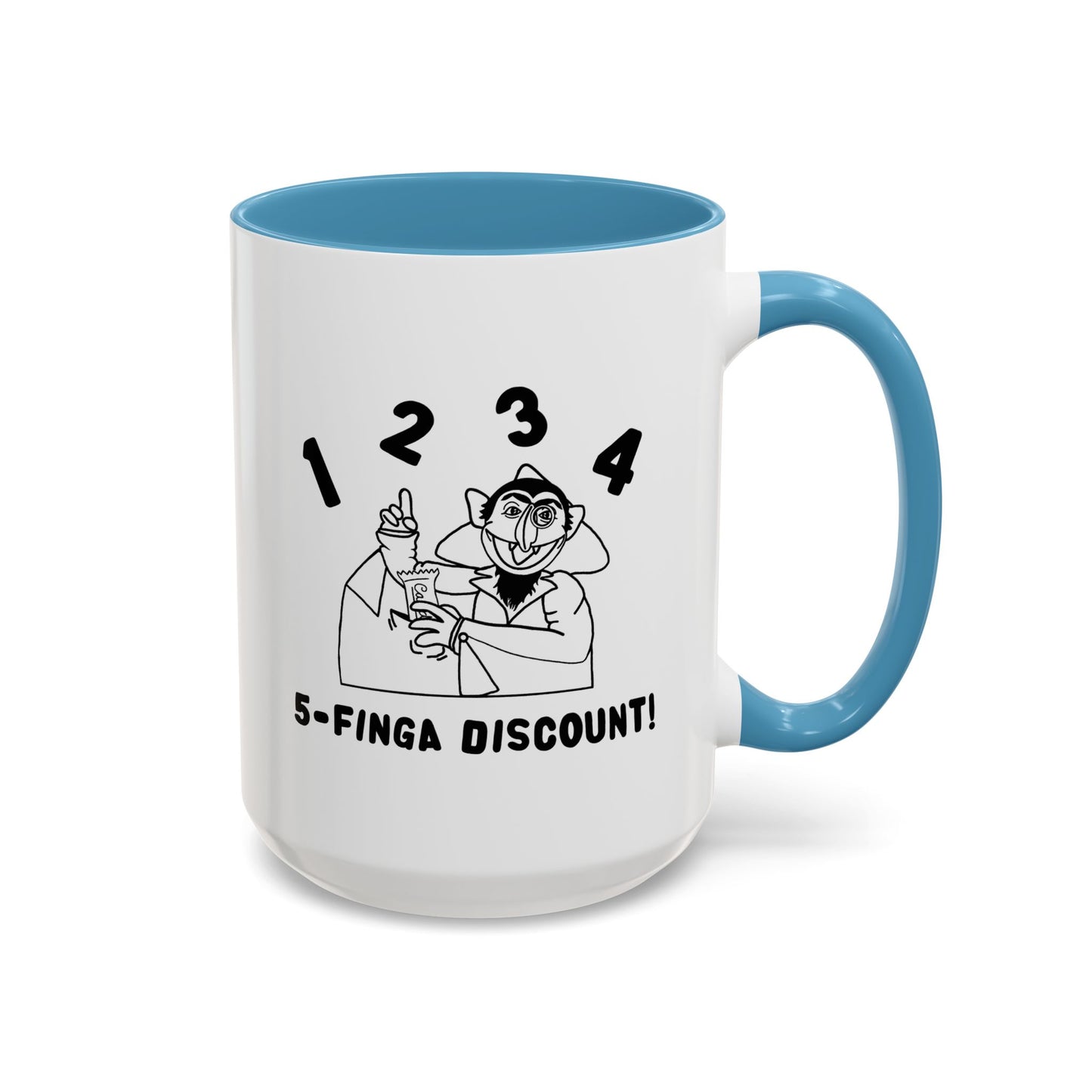 Five Finger Discount Outline Mug - Sesame Street The Count Parody Coffee Mug
