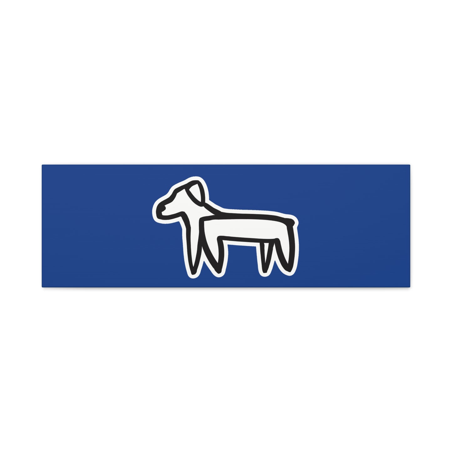 Dog Canvas Print on Blue (Sticker Style White Dog) - Dog Drawing Wall Art