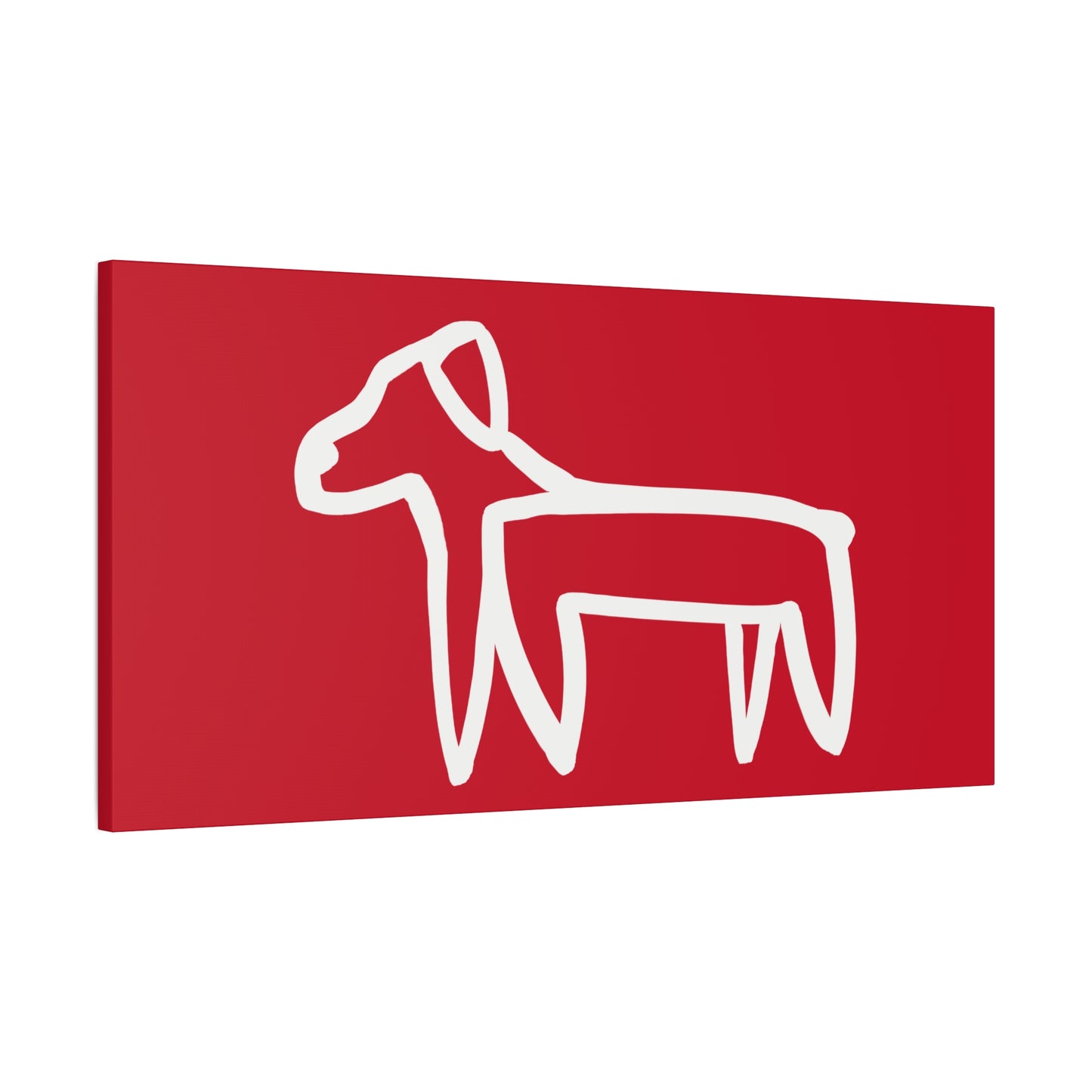 Dog Canvas Print on Red (Transparent Style White Dog) - Dog Art Print