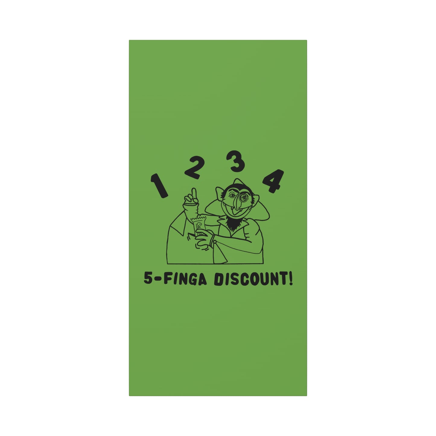 Five Finger Discount Outline Canvas Print Green - Sesame Street The Count Parody Art Print
