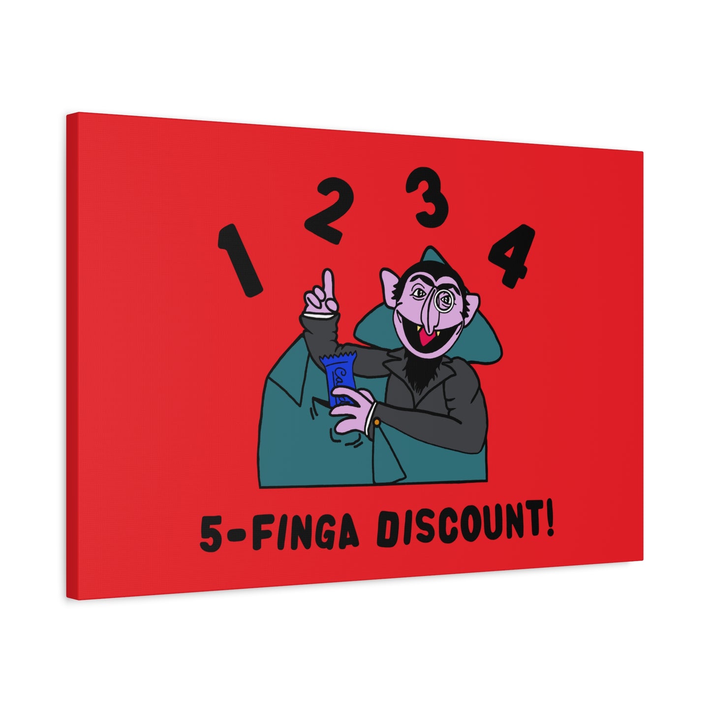 Five Finger Discount Canvas Print Red - Sesame Street The Count Parody Art Print