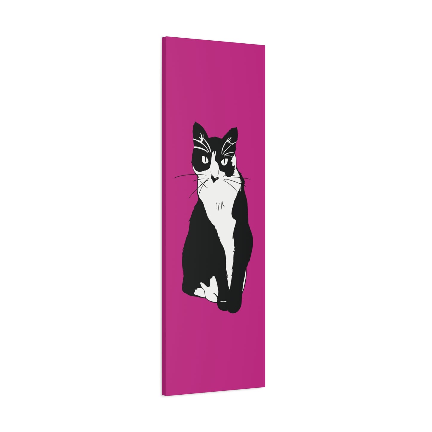 Cat Canvas on Pink (B&W Style Cat) - Cat Drawing Art