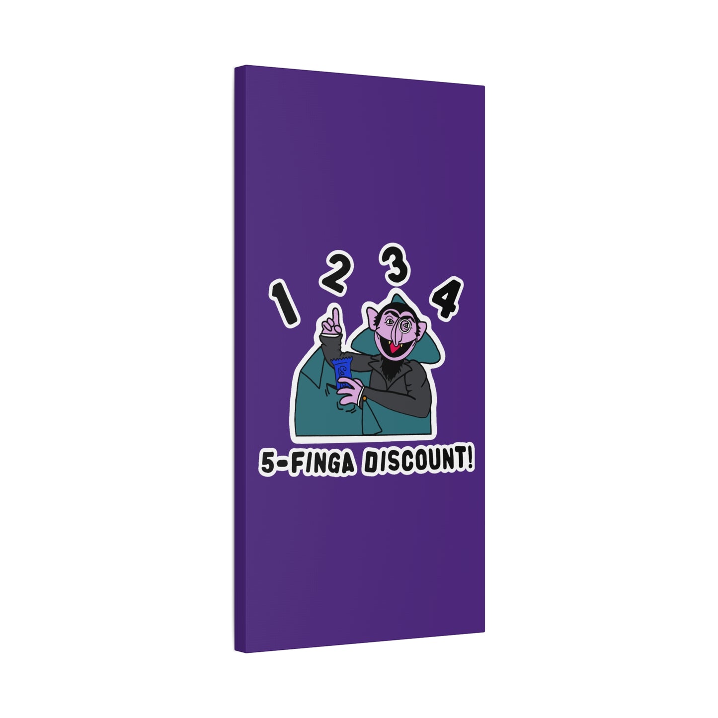 Five Finger Discount Canvas Print Light Purple - Sesame Street The Count Parody Art Print