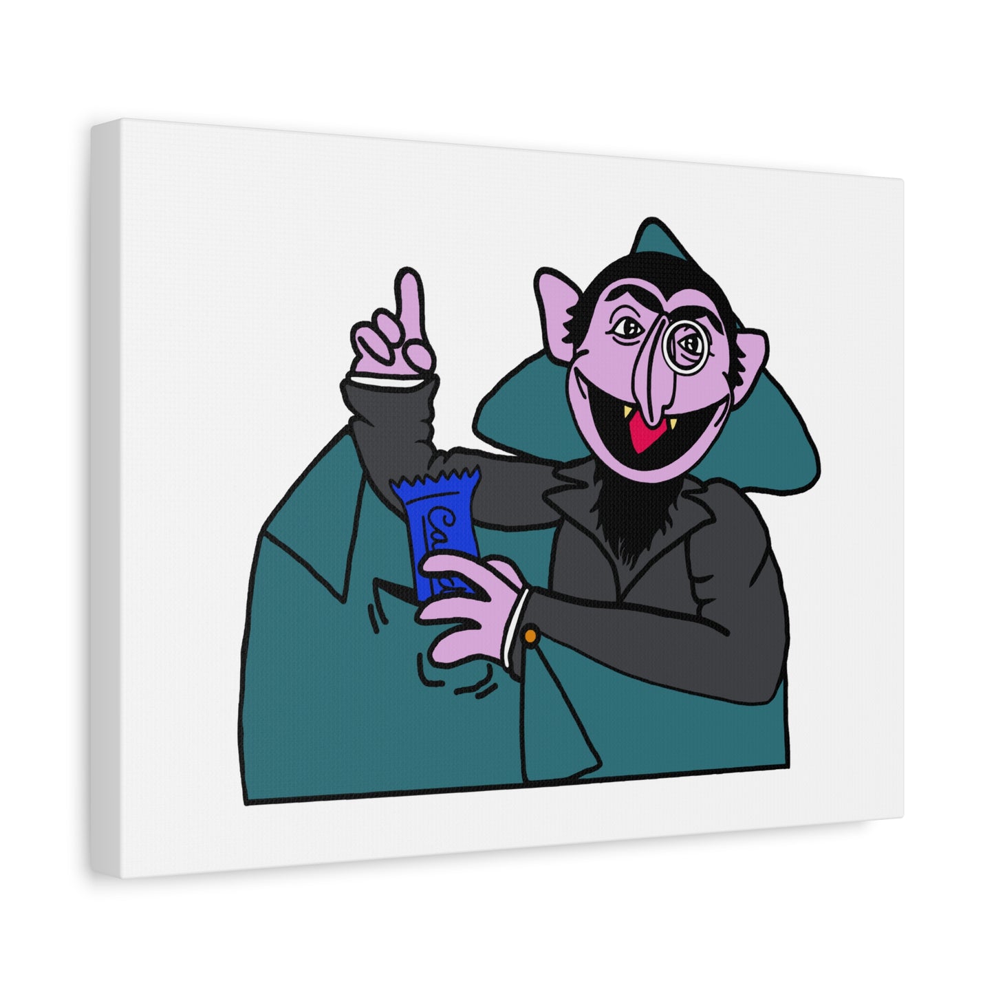 The Count Stealing Candy Canvas Print White - Sesame Street The Count Parody Art