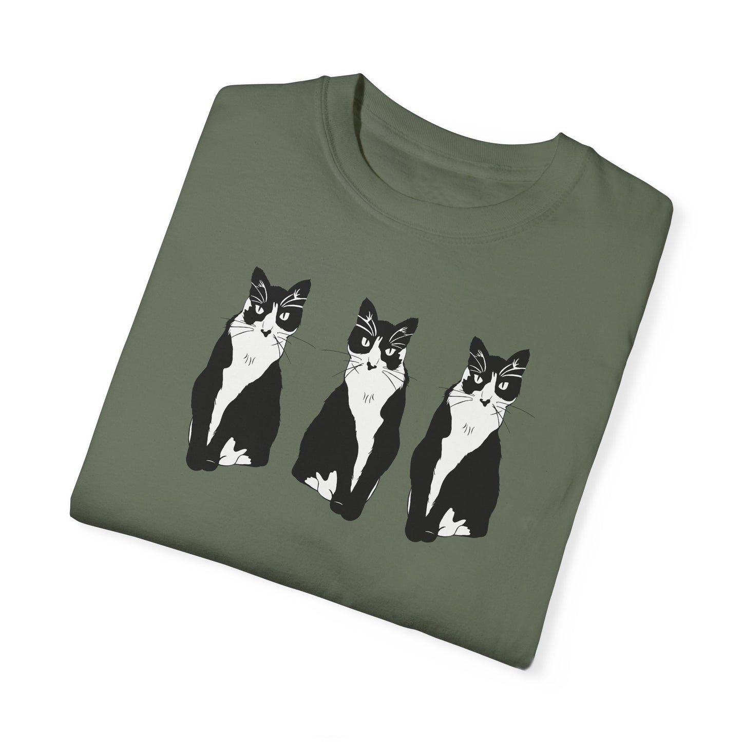 Cat x3 Tee (B&W Style Cat) - Cat Drawing Shirt