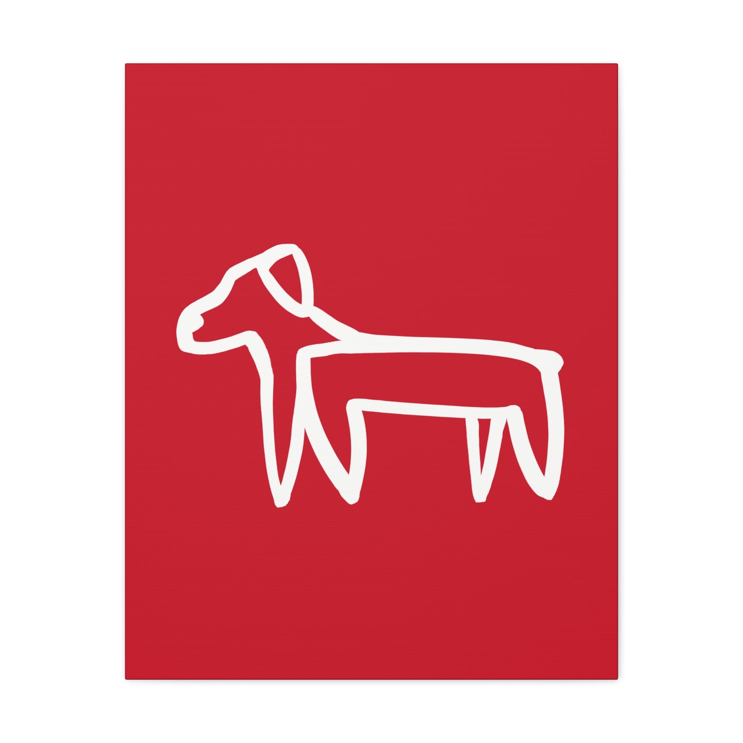 Dog Canvas Print on Red (Transparent Style White Dog) - Dog Art Print