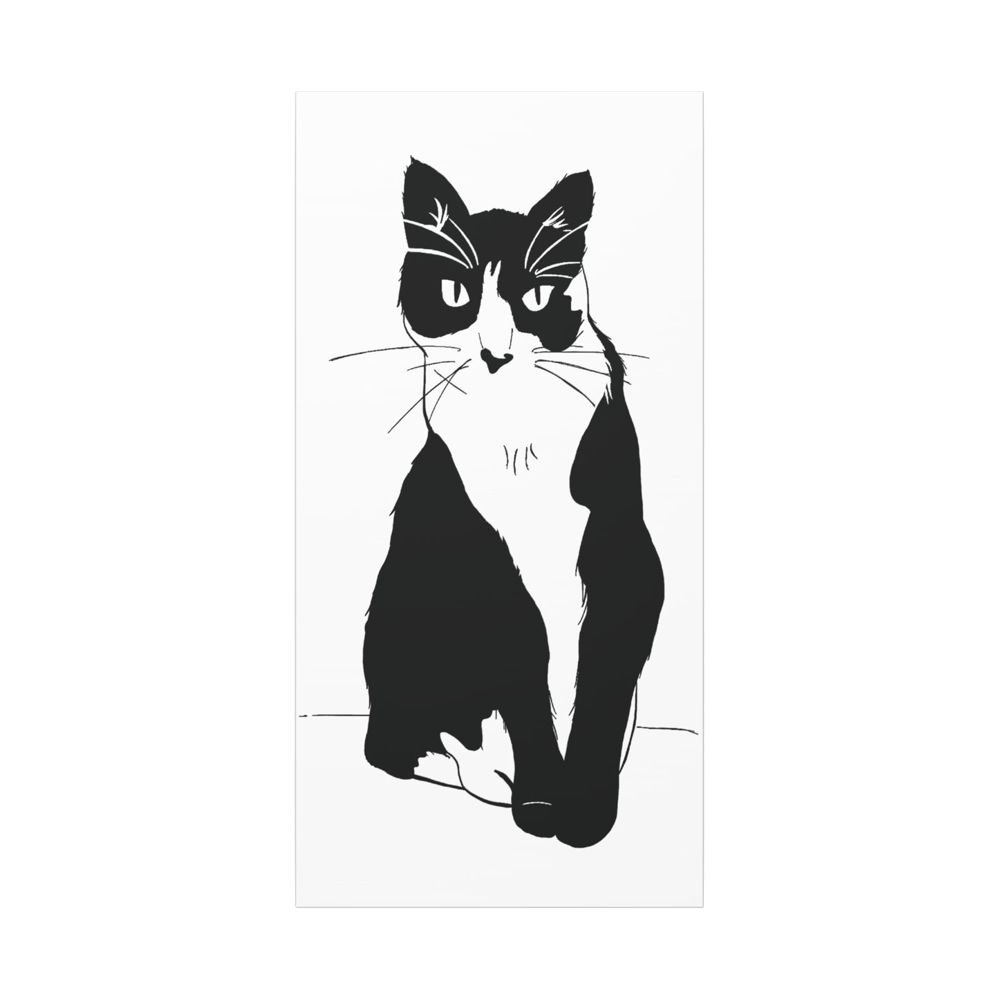 Cat Canvas Print on White (Transparent Style Cat) - Cat Drawing Art